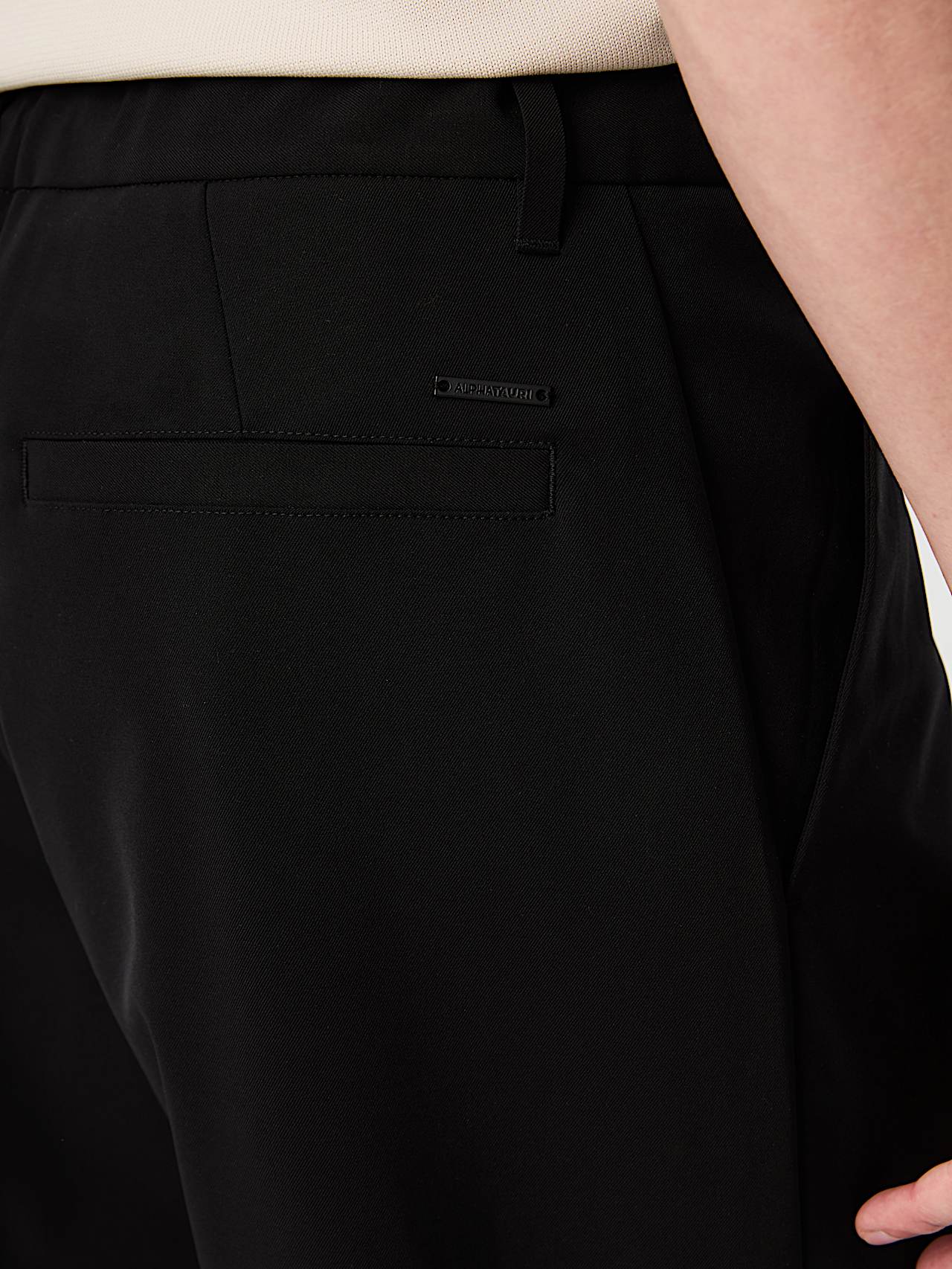 AlphaTauri | PANNS V1.Y10.02 | Elegant Stretch Carrot Fit Trousers in Black for Homme