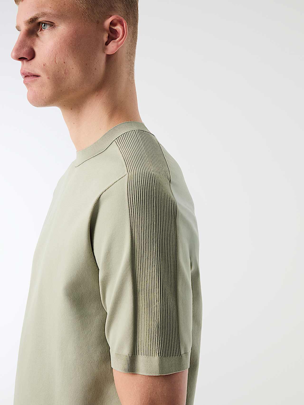 AlphaTauri | FARIS V1.Y10.02 | 3D Knit Loose Fit T-Shirt in Dark Sage for Men