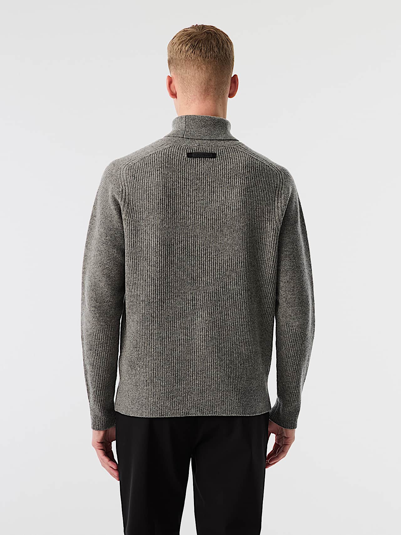 AlphaTauri | FANNES V1.Y10.02 | 3D Knit Wool Turtleneck Sweater in Dark Grey Melange for Men