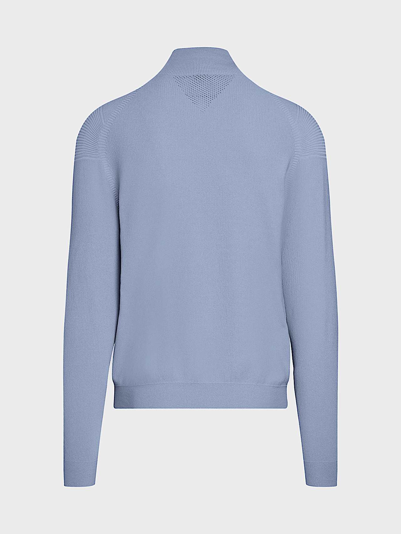 AlphaTauri | FROST V2.Y10.02 | Nahtloser 3D-Strickpullover mit halbem Reißverschluss in Graublau für Herren