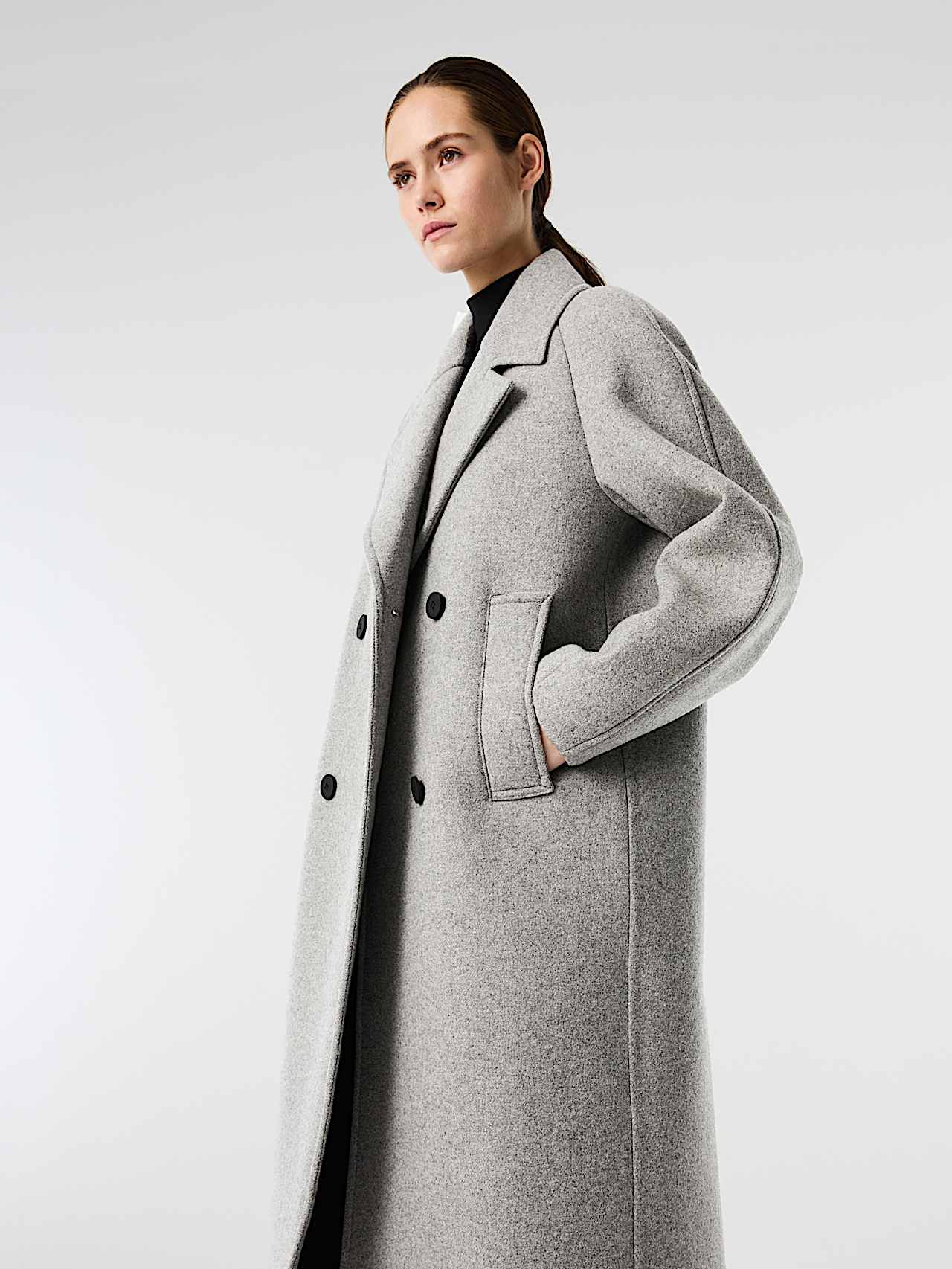 AlphaTauri | ORAPANI V1.Y10.02 | Zweireihiger Wollmantel in Dark Grey Melange für Damen