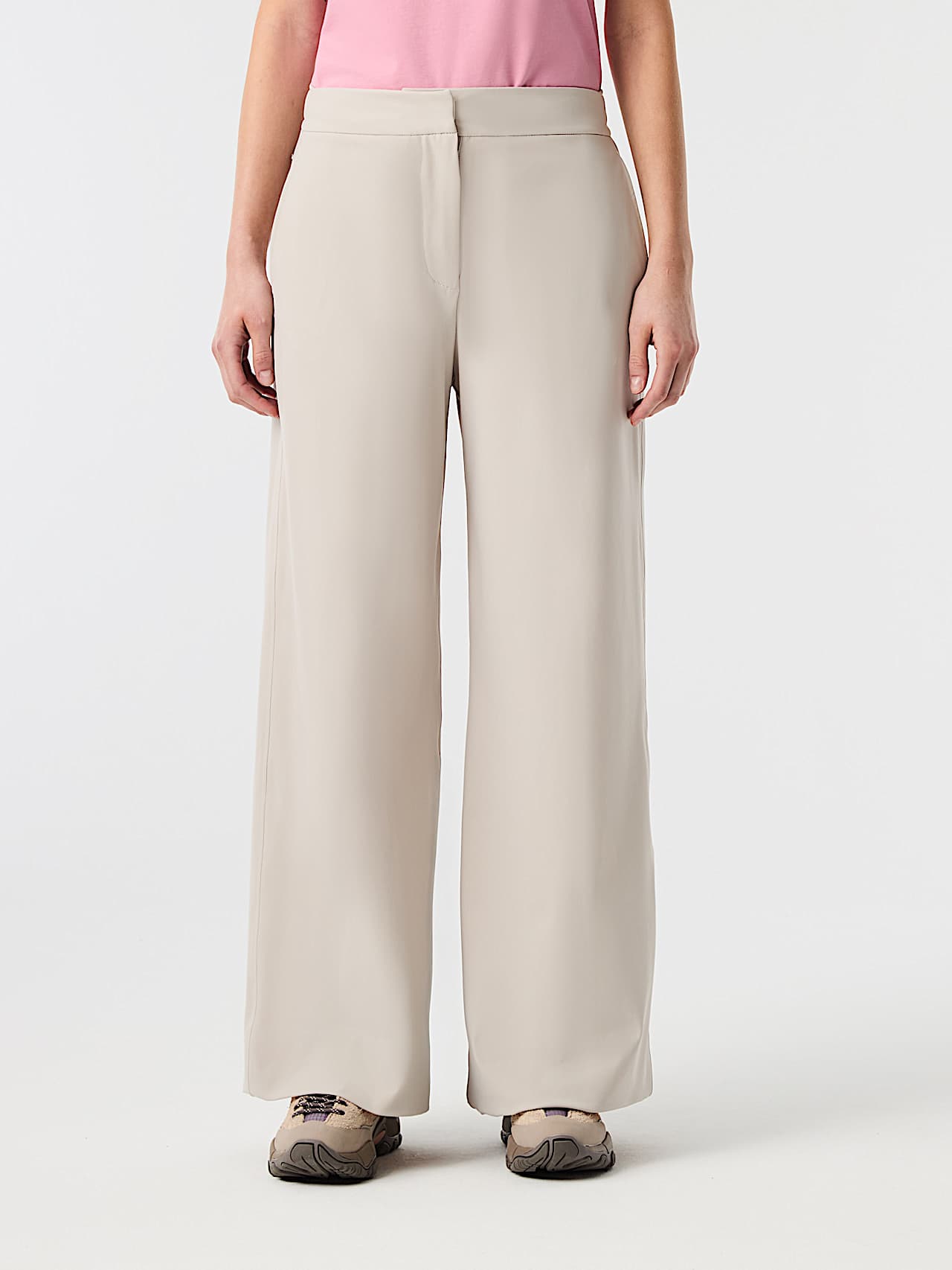 AlphaTauri | PICENZA V1.Y10.02 | Power Stretch Jersey Wide Leg Trousers in Stone for Mujer