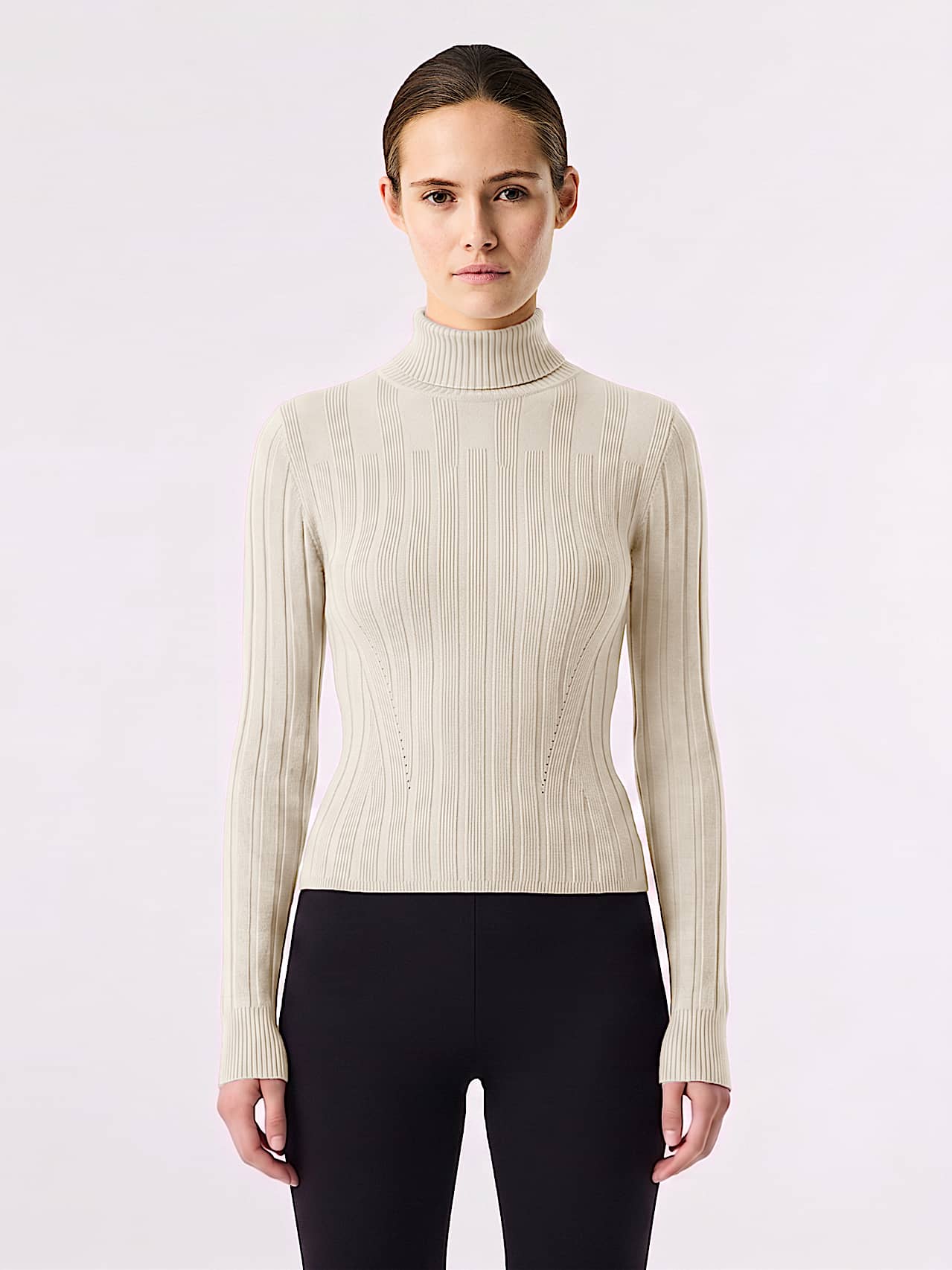 AlphaTauri | FEAPEL V1.Y10.02 | 3D-Strickpullover mit Rollkragen in Stone für Damen
