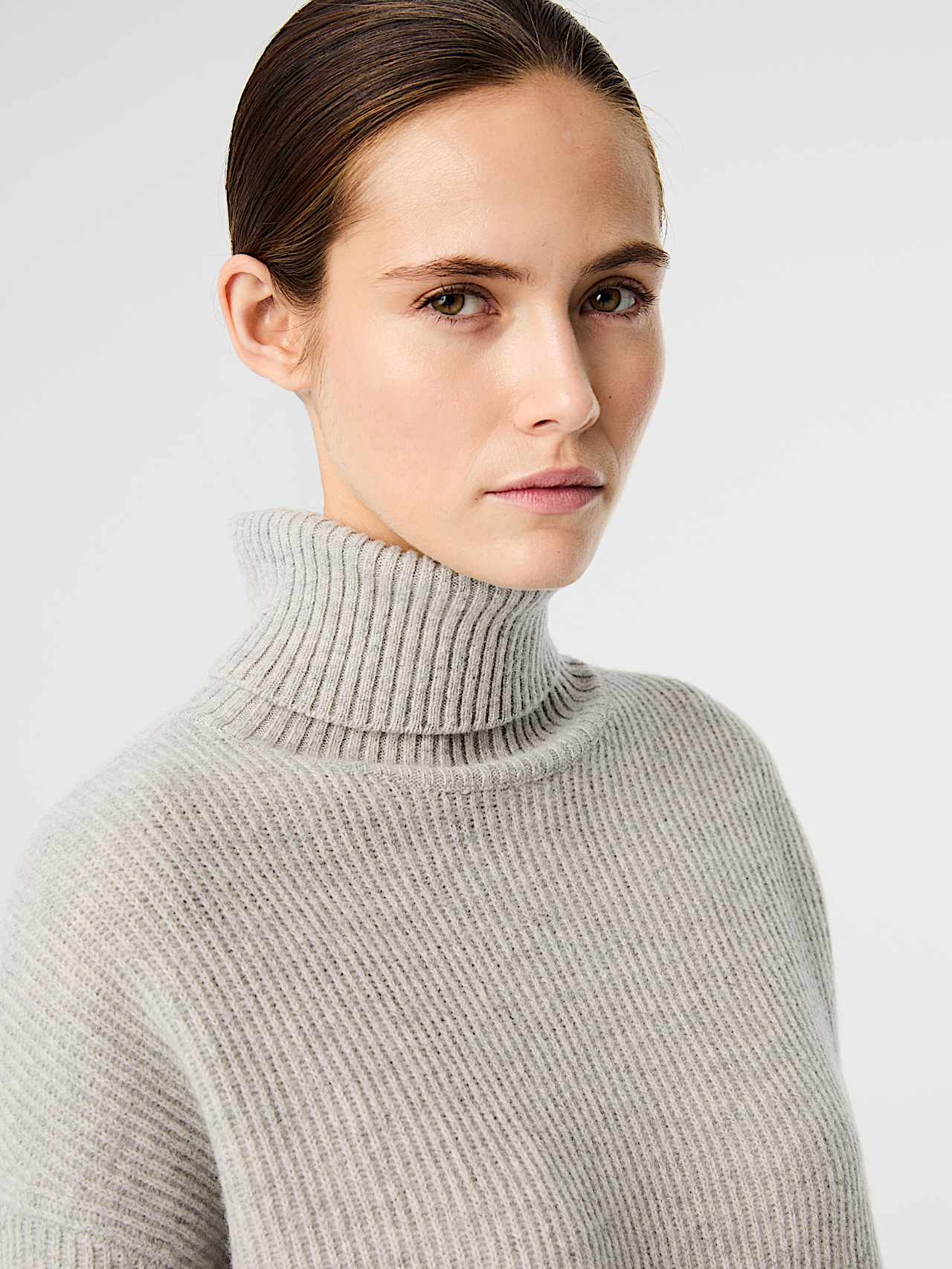 AlphaTauri | FERONA V1.Y10.02 | 3D Knit Turtleneck Sweater in Light Grey Melange for Donna