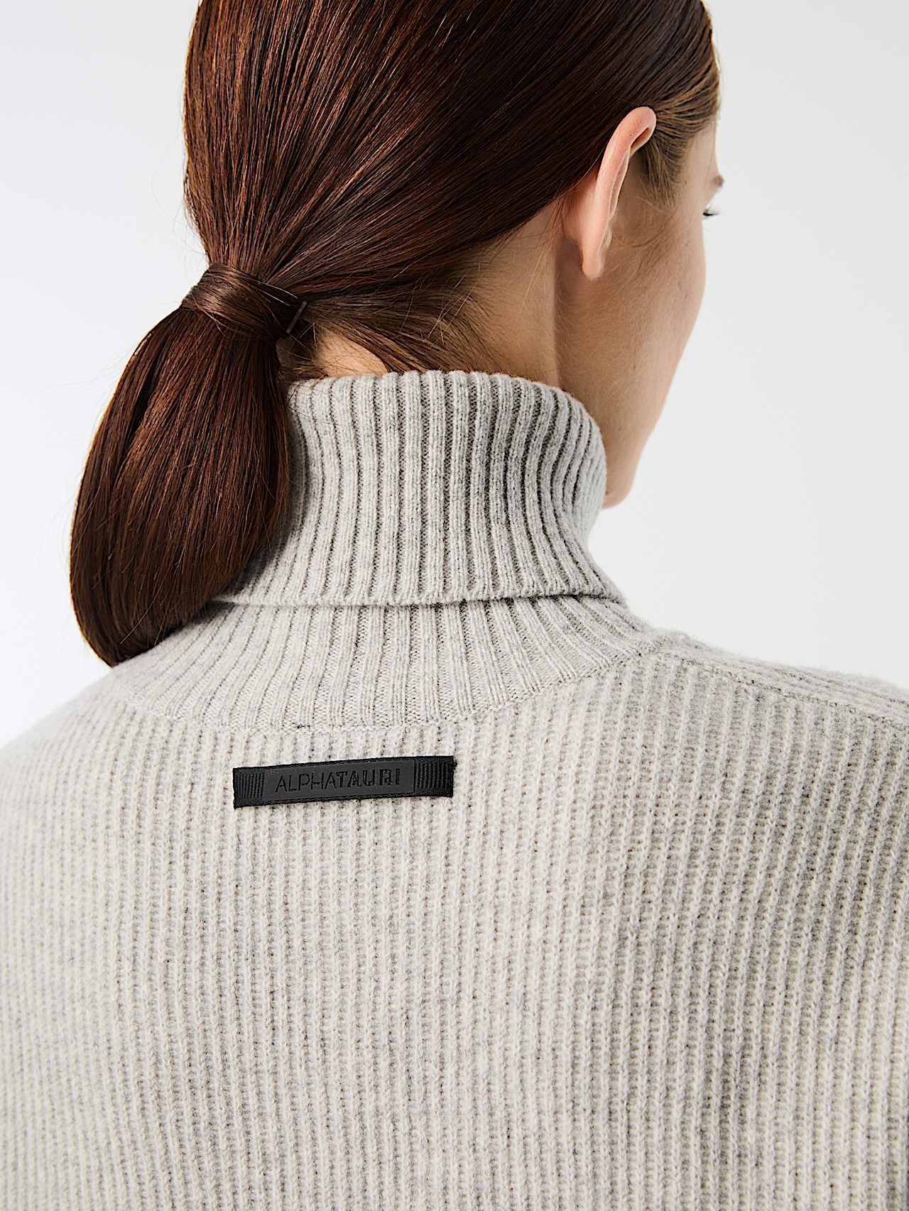 AlphaTauri | FERONA V1.Y10.02 | 3D Knit Turtleneck Sweater in Light Grey Melange for Donna