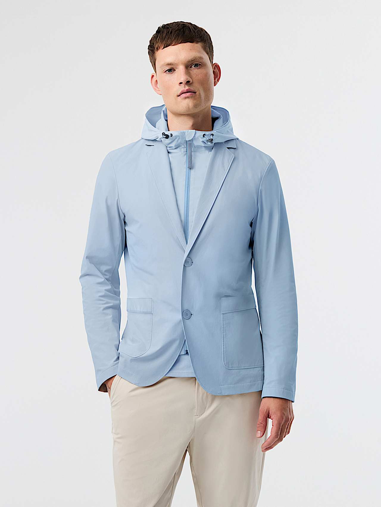 AlphaTauri | OBOSS V8.Y10.01 | Blazer Travel Easy en Performance Stretch avec plastron amovible in Clouded Blue for Homme