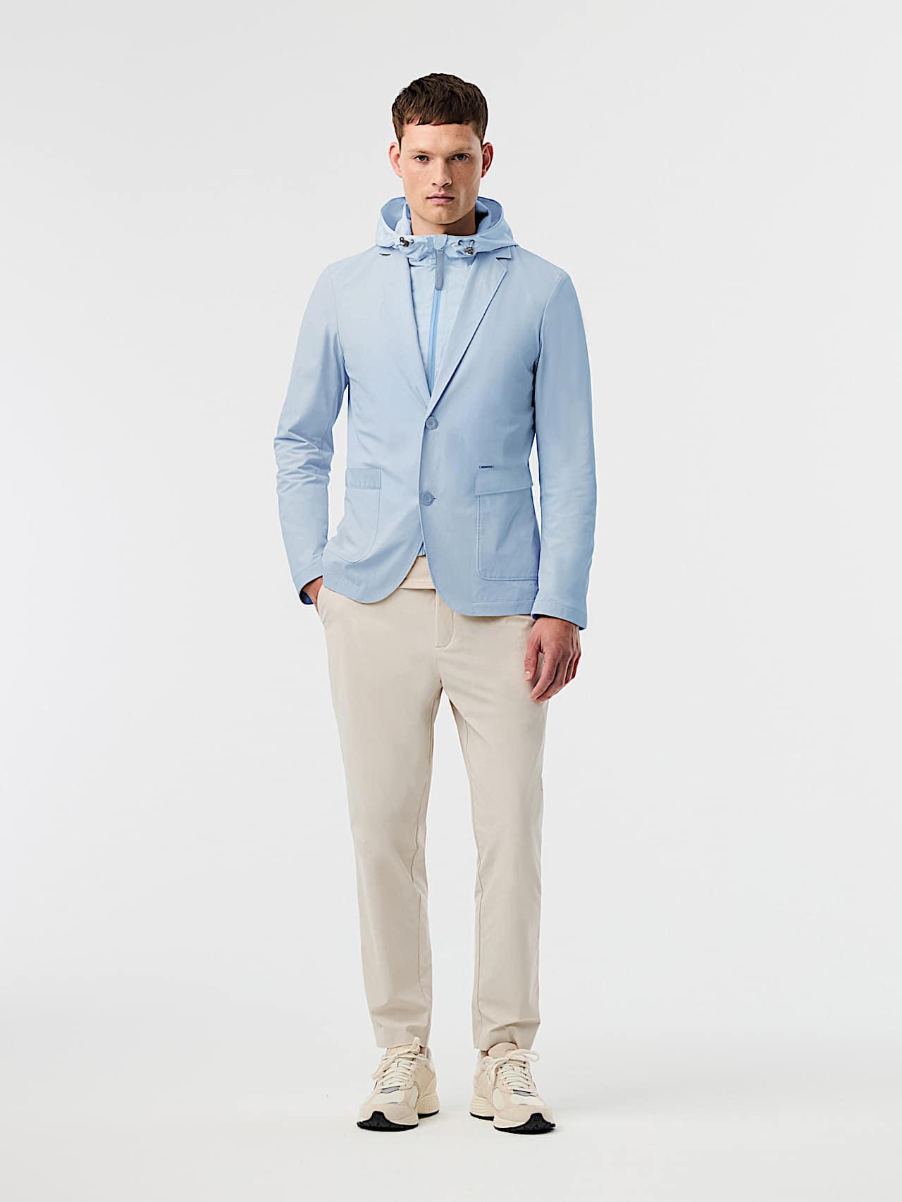 AlphaTauri | OBOSS V8.Y10.01 | Blazer Travel Easy en Performance Stretch avec plastron amovible in Clouded Blue for Homme