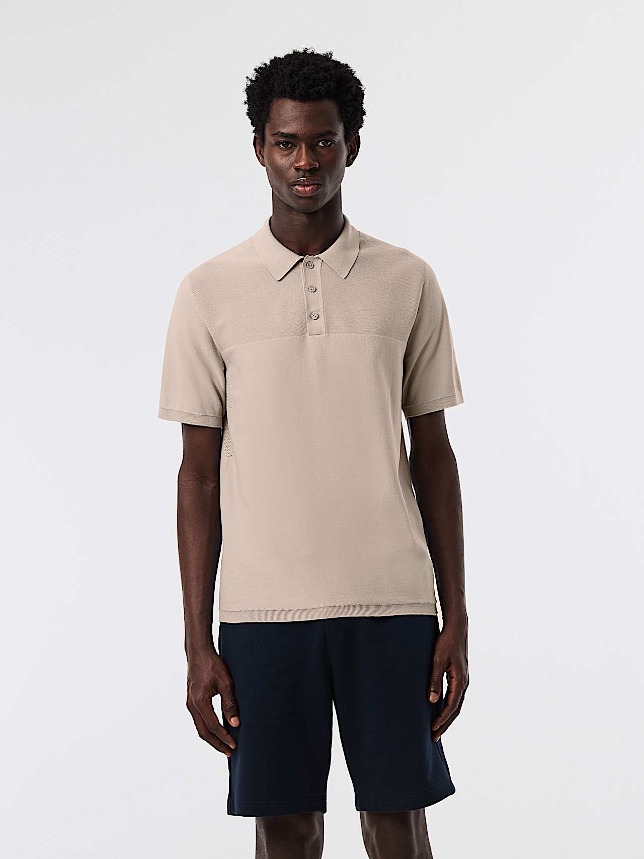 AlphaTauri | FENZI V2.Y10.01 | 3D Performance Knit Polo Shirt in Dune for Men