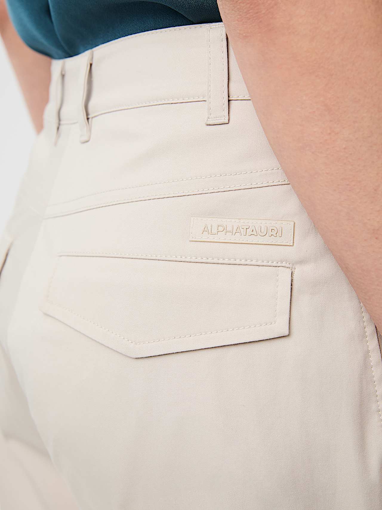 AlphaTauri | PURA V1.Y10.01 | Baggy Lightweight Organic Cotton Trousers in Stone for Women