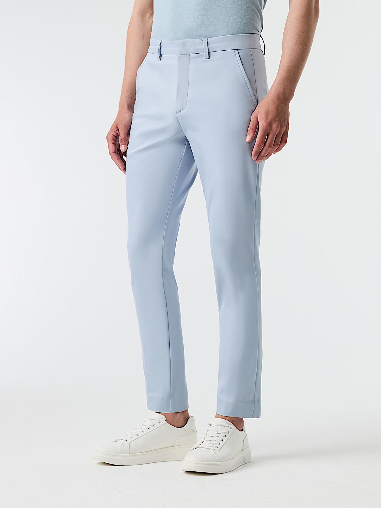 AlphaTauri | PADEN V2.Y9.01 | Pleated Stretch Cotton Trousers in Fog Blue for Men