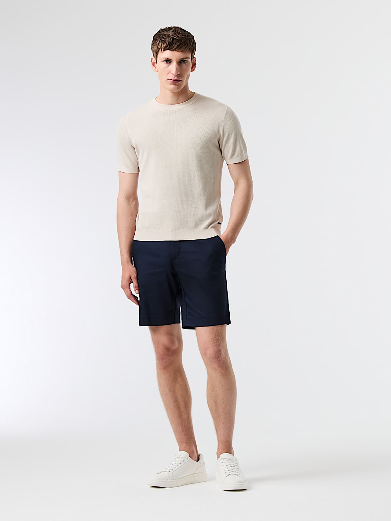 AlphaTauri | FAWEN V1.Y9.01 | Camiseta de punto de algodón y liocel in Stone for Hombre AlphaTauri | FAWEN V1.Y9.01 | Camiseta de punto de algodón y liocel in Stone for Hombre