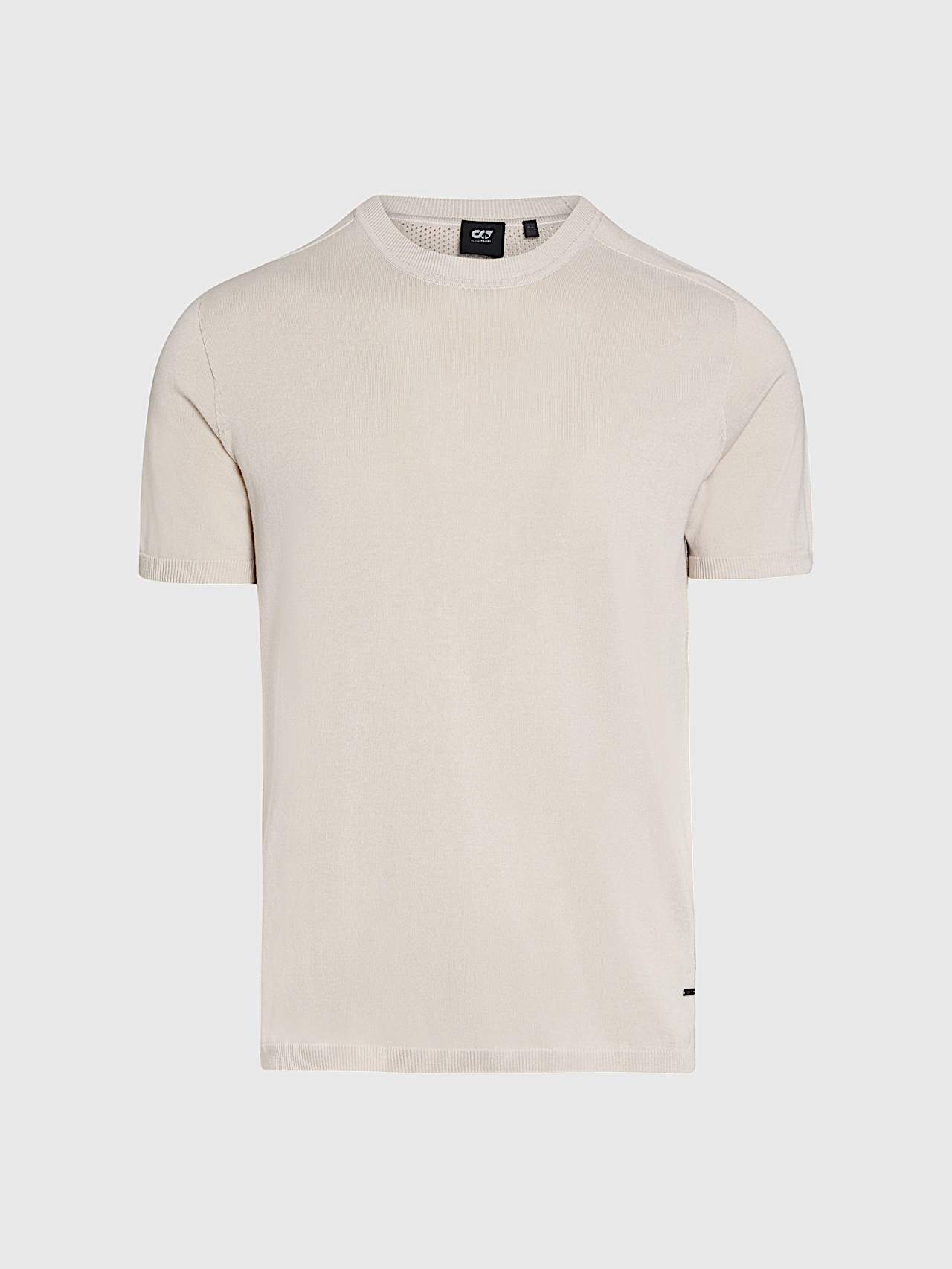 AlphaTauri | FASHI V1.Y9.01 | Nahtloses 3D-Strick-T-Shirt aus Leinen-Baumwolle in Stone für Herren