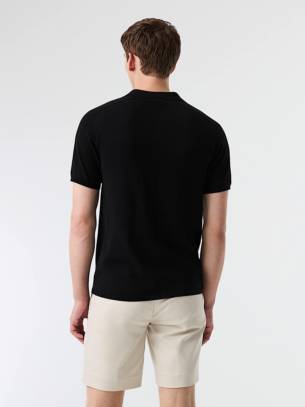 AlphaTauri | FASSA V1.Y9.01 | Seamless 3D Knit Linen-Cotton Polo-Shirt in Black for Men AlphaTauri | FASSA V1.Y9.01 | Seamless 3D Knit Linen-Cotton Polo-Shirt in Black for Men