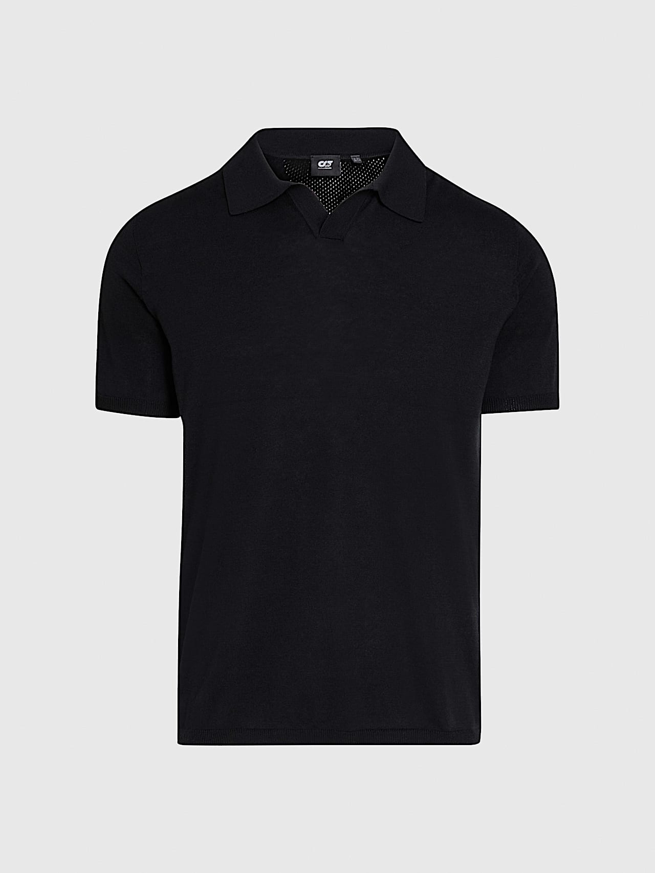 AlphaTauri | FASSA V1.Y9.01 | Seamless 3D Knit Linen-Cotton Polo-Shirt in Black for Men AlphaTauri | FASSA V1.Y9.01 | Seamless 3D Knit Linen-Cotton Polo-Shirt in Black for Men