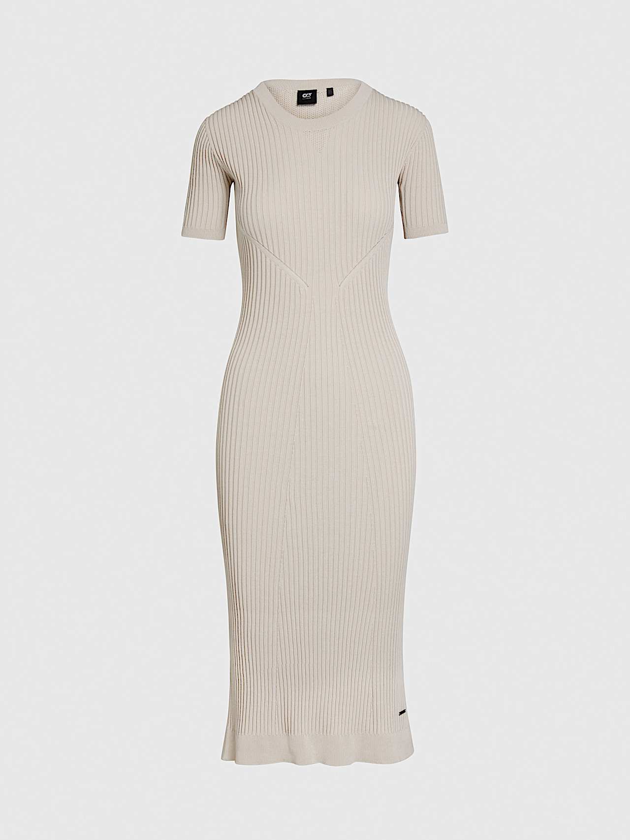 AlphaTauri | FANYO V1.Y9.01 | Seamless 3D Knit Linen-Cotton Dress in Stone for Women AlphaTauri | FANYO V1.Y9.01 | Seamless 3D Knit Linen-Cotton Dress in Stone for Women