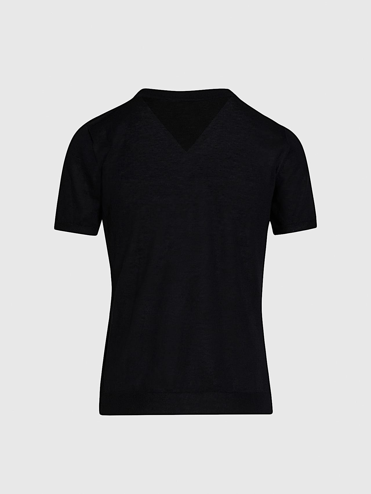 AlphaTauri | FANYA V1.Y9.01 | Nahtloses 3D-Strick-T-Shirt aus Leinen-Baumwolle in Schwarz für Damen