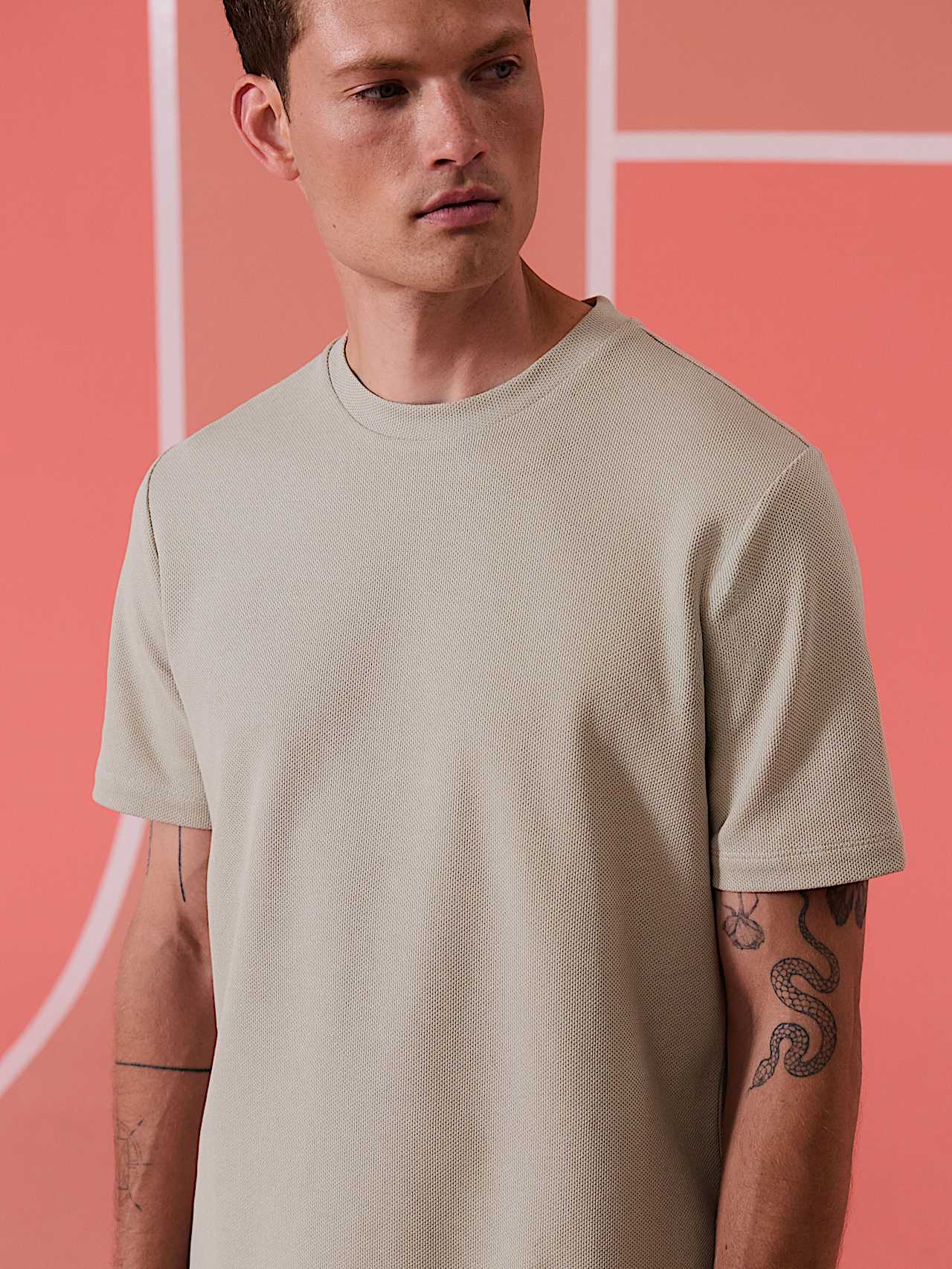 AlphaTauri | SIZZLE V1.Y10.01 | Heavyweight Organic Cotton T-Shirt in Dune for Men