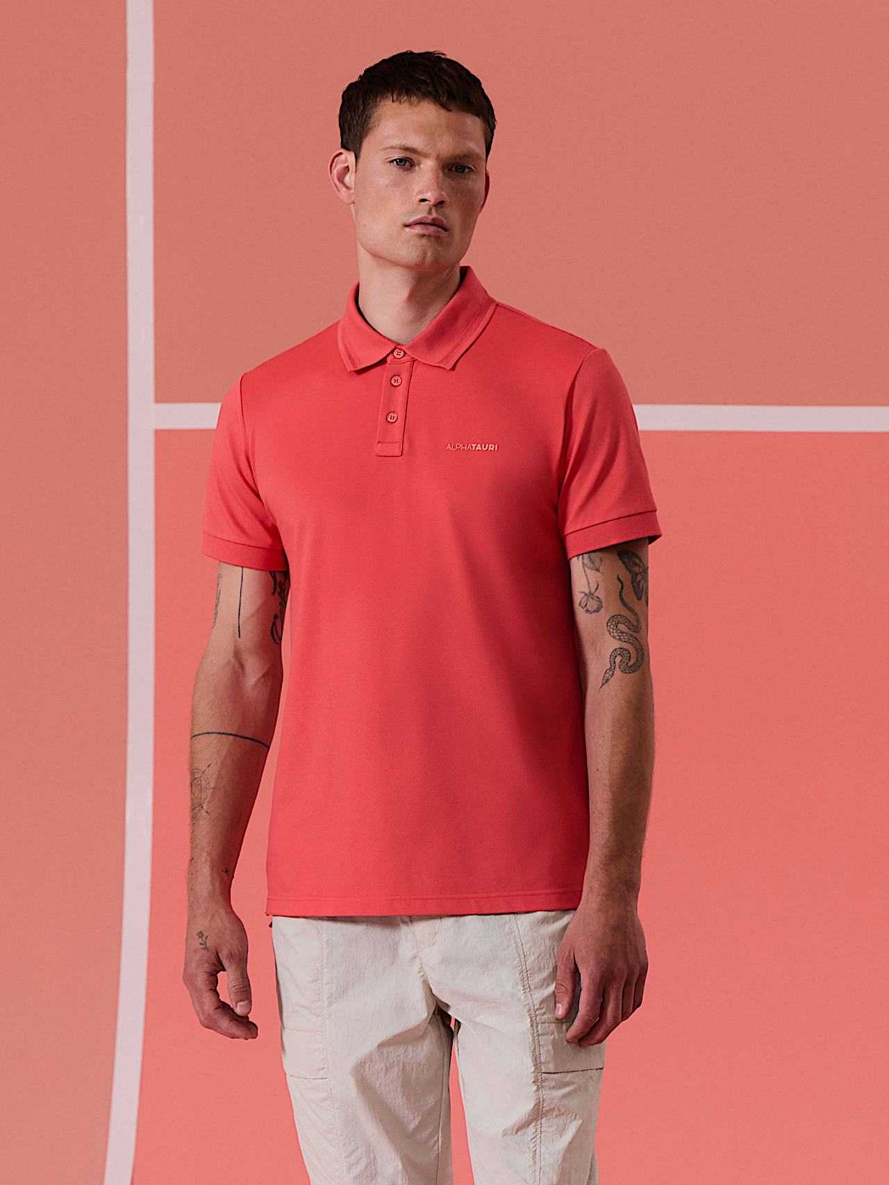 AlphaTauri | JESH V1.Y10.01 | Polo in piqué di misto cotone in Deep Peach for Uomo AlphaTauri | JESH V1.Y10.01 | Polo in piqué di misto cotone in Deep Peach for Uomo