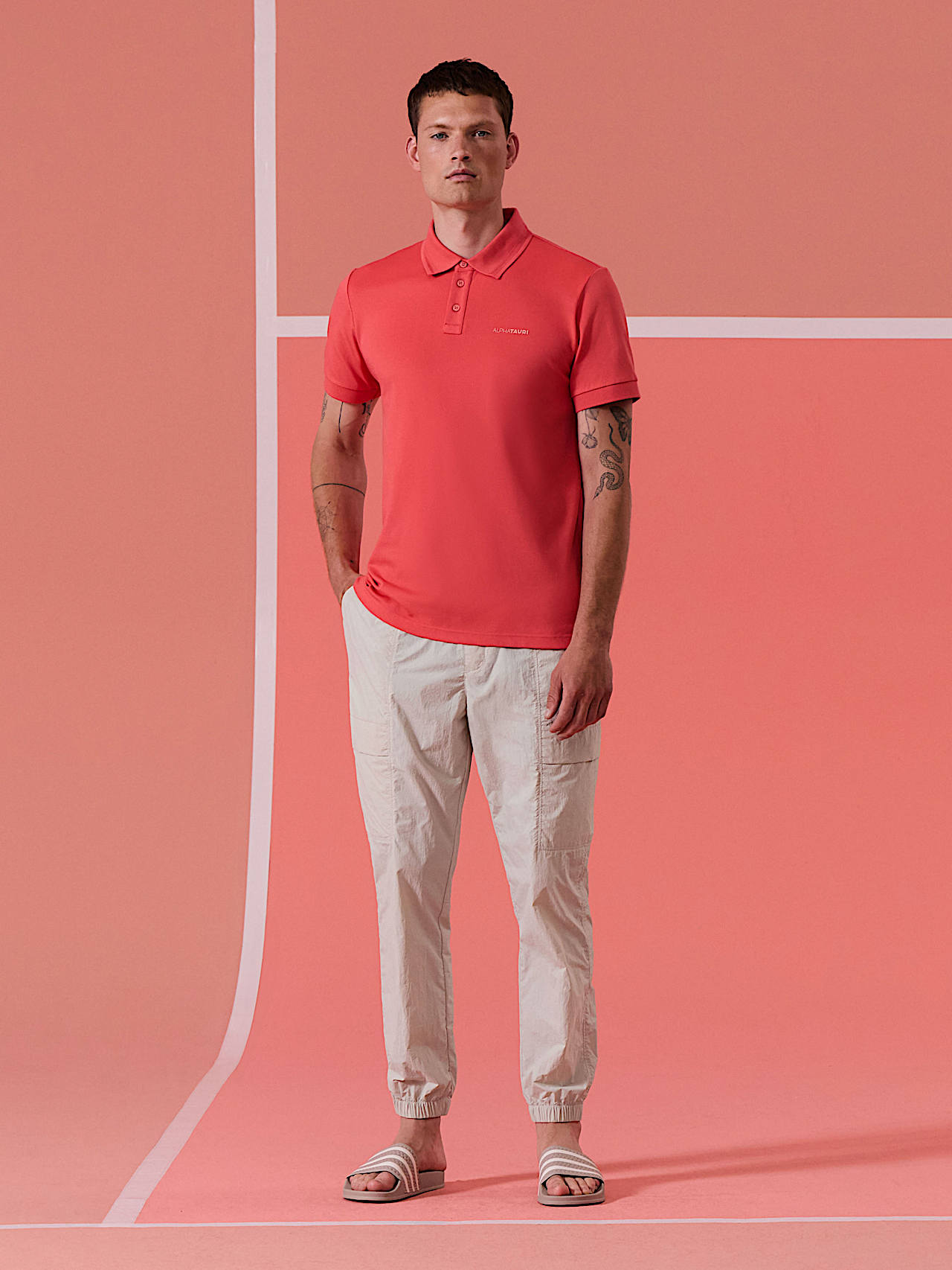 AlphaTauri | JESH V1.Y10.01 | Polo in piqué di misto cotone in Deep Peach for Uomo AlphaTauri | JESH V1.Y10.01 | Polo in piqué di misto cotone in Deep Peach for Uomo