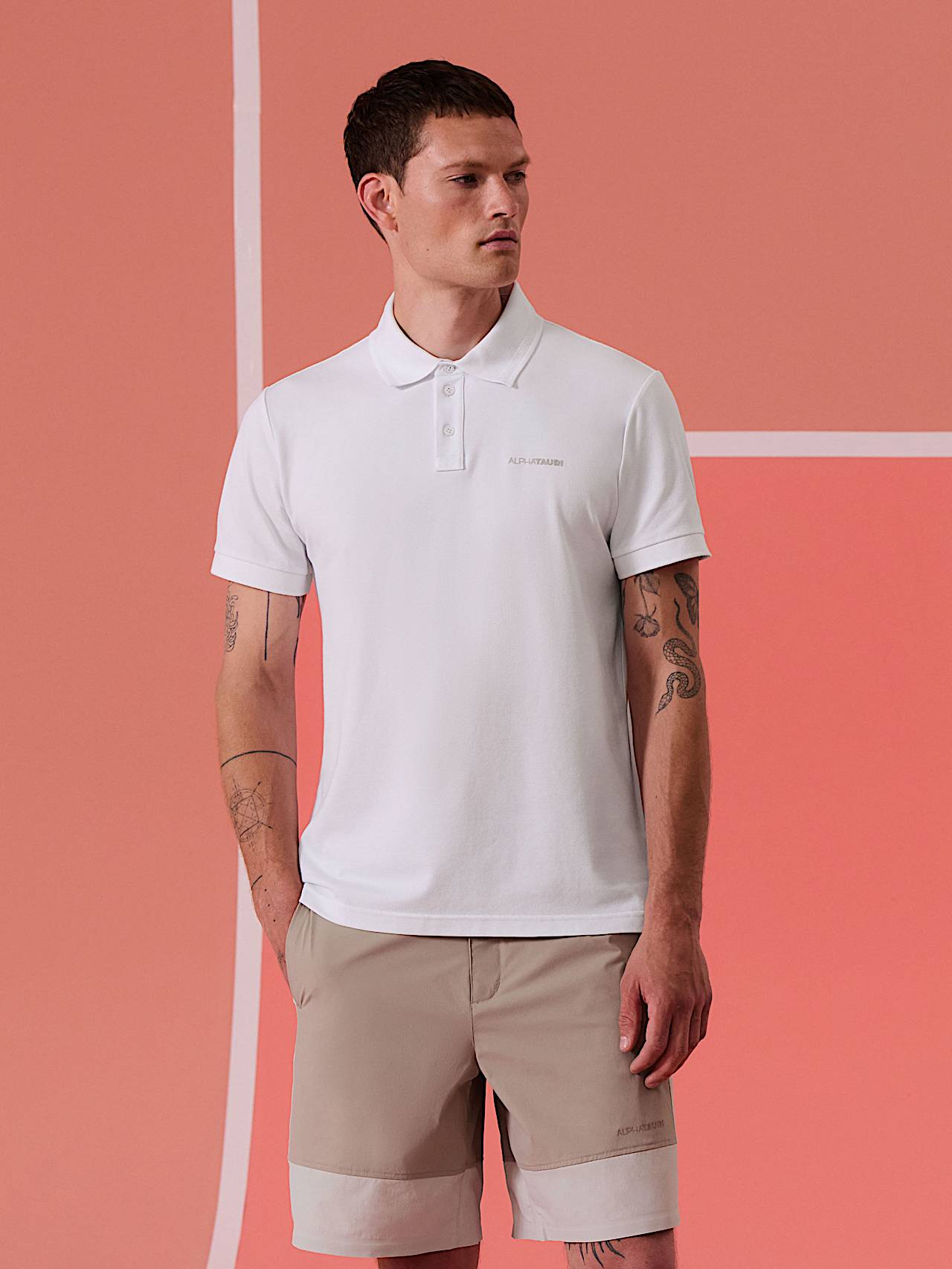 AlphaTauri | JESH V1.Y10.01 | Polo de piqué en mezcla de algodón in White for Hombre AlphaTauri | JESH V1.Y10.01 | Polo de piqué en mezcla de algodón in White for Hombre