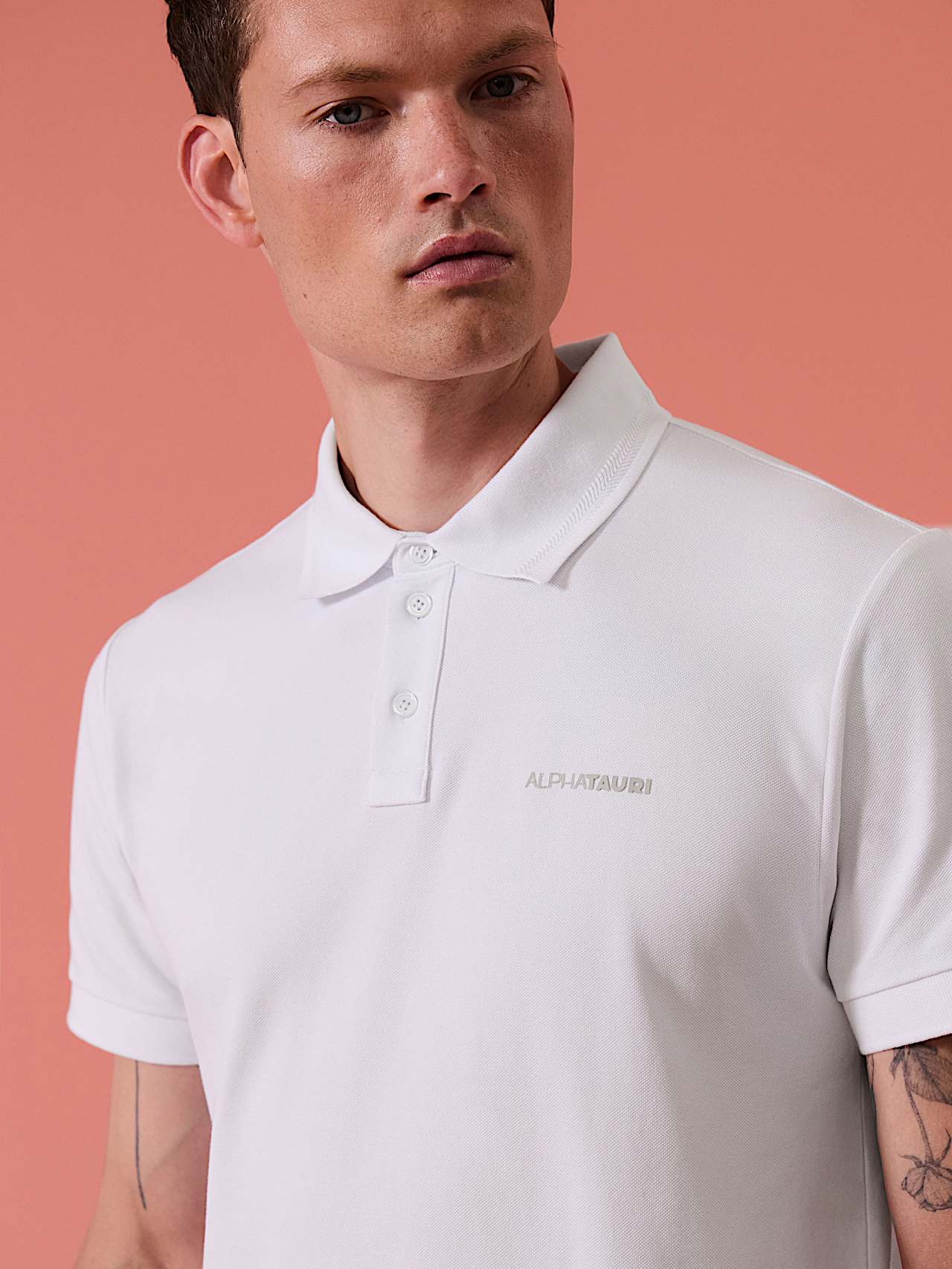 AlphaTauri | JESH V1.Y10.01 | Polo in piqué di misto cotone in White for Uomo AlphaTauri | JESH V1.Y10.01 | Polo in piqué di misto cotone in White for Uomo