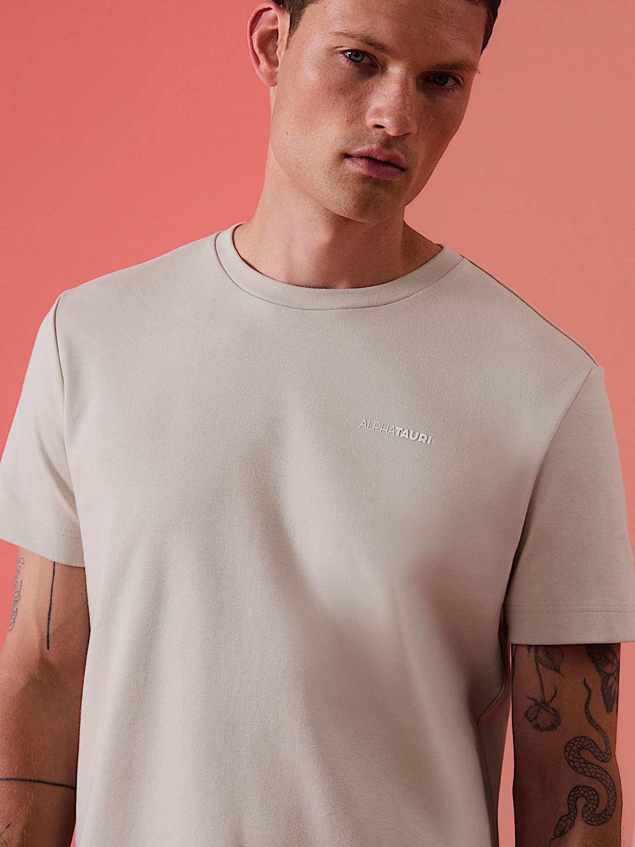 AlphaTauri | JIVY V1.Y10.01 | Camiseta de algodón grueso in Stone for Hombre AlphaTauri | JIVY V1.Y10.01 | Camiseta de algodón grueso in Stone for Hombre