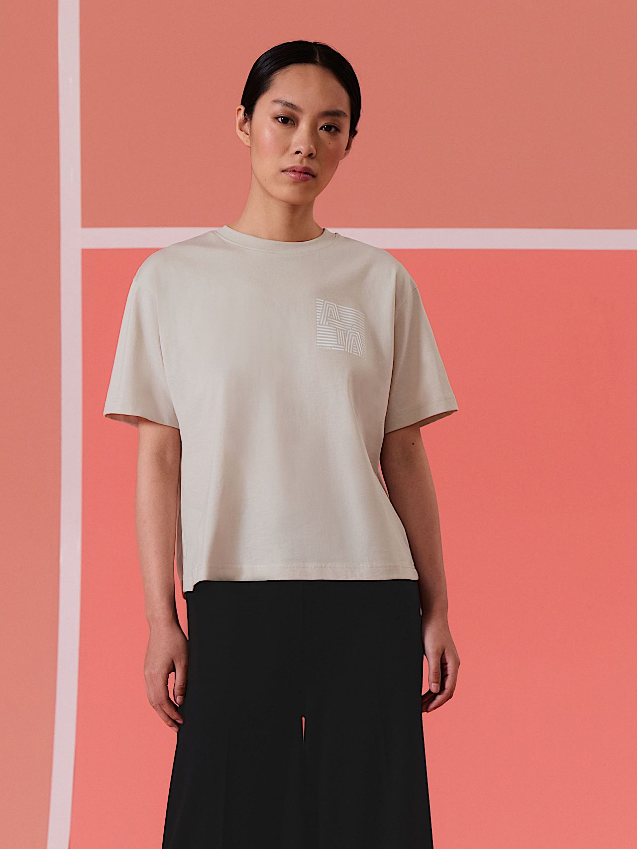 AlphaTauri | JAZZY V1.Y10.01 | T-shirt in cotone biologico in Stone for Donna AlphaTauri | JAZZY V1.Y10.01 | T-shirt in cotone biologico in Stone for Donna