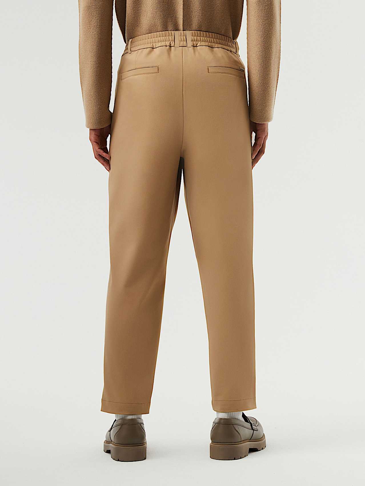 AlphaTauri | PAVO V1.Y7.02 | Tapered Wide Leg Cropped Trousers in Brown / Beige for Men