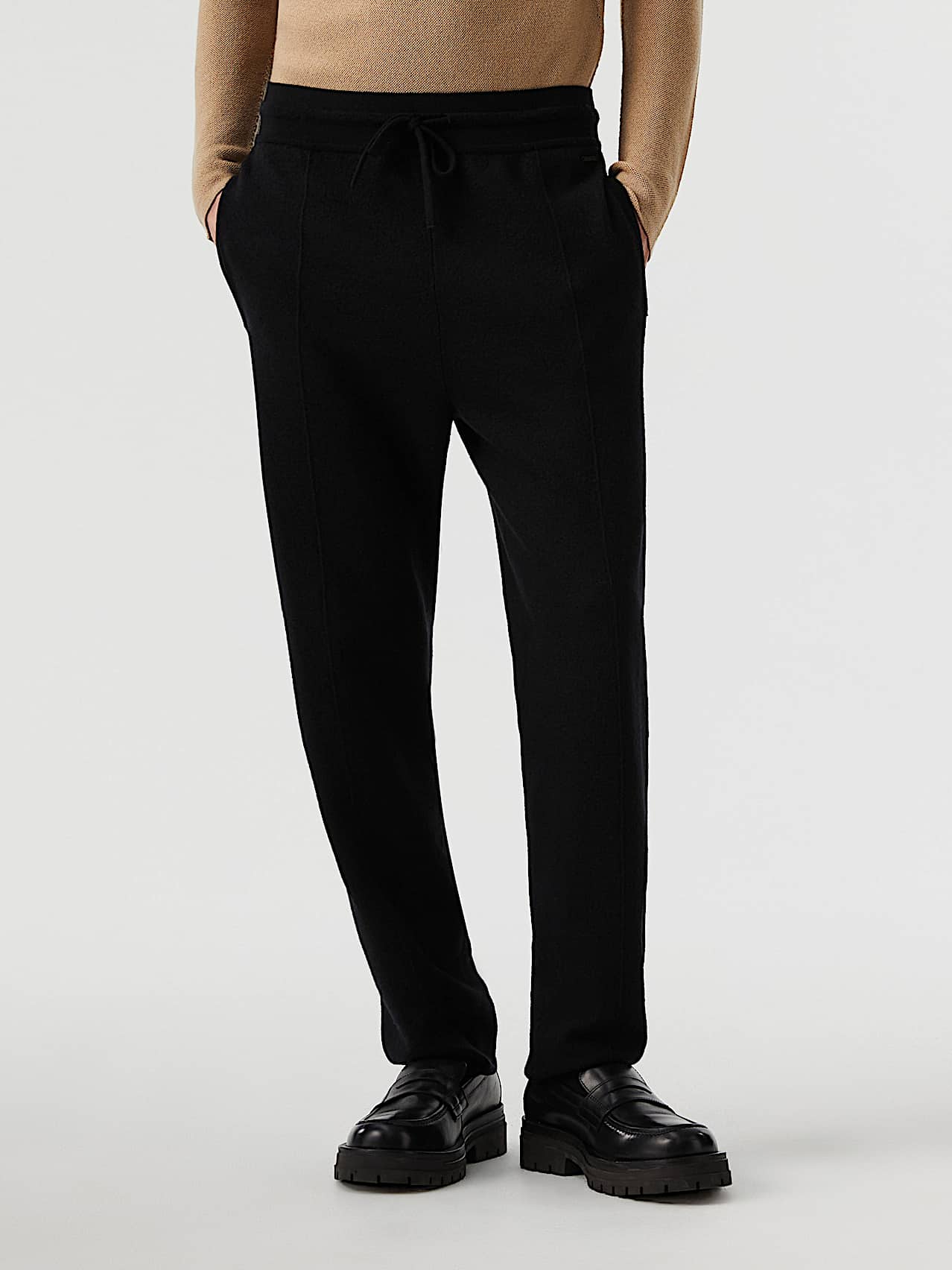 AlphaTauri | PANOV V1.Y7.02 | Felted Merino Wool Knit Trousers in Black for Men
