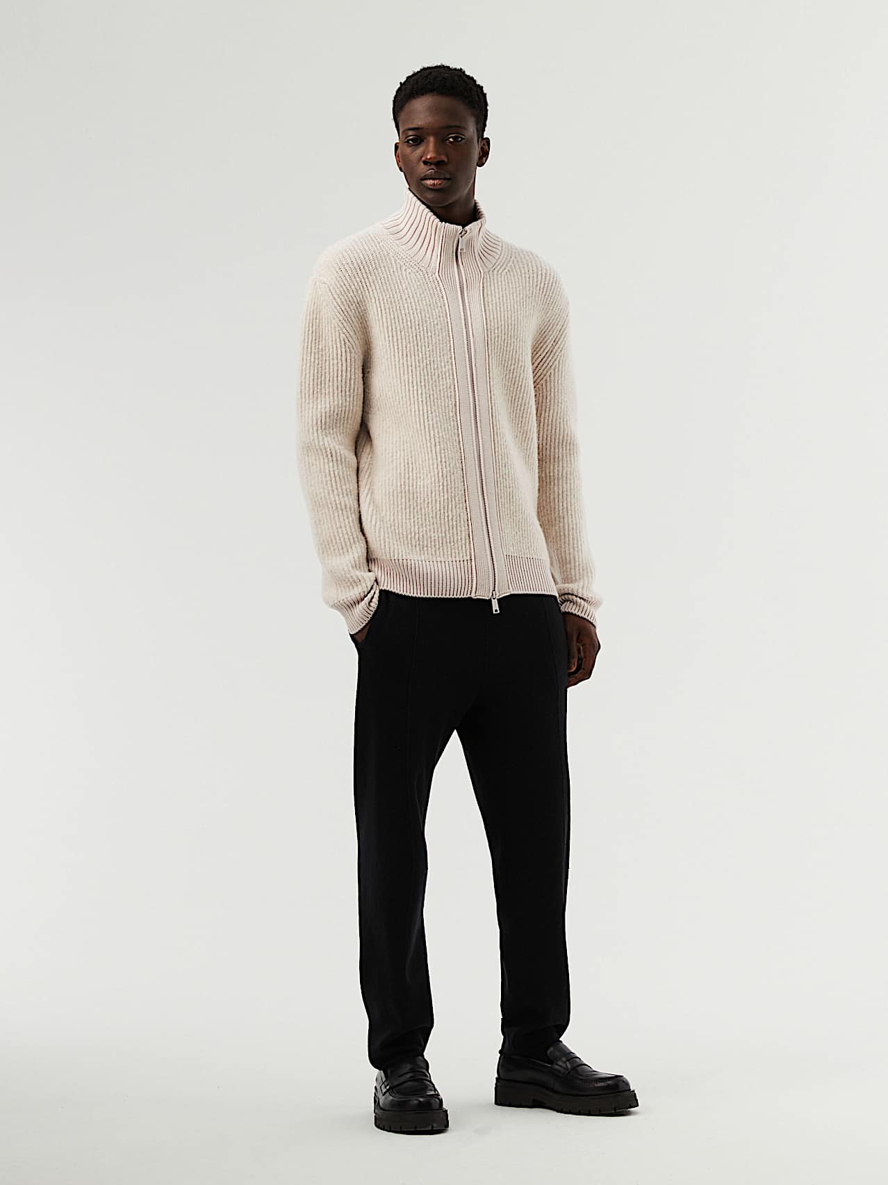 AlphaTauri | FAAMO V2.Y7.02 | Chunky Knit Merino Wool Jacket in Chalk for Men