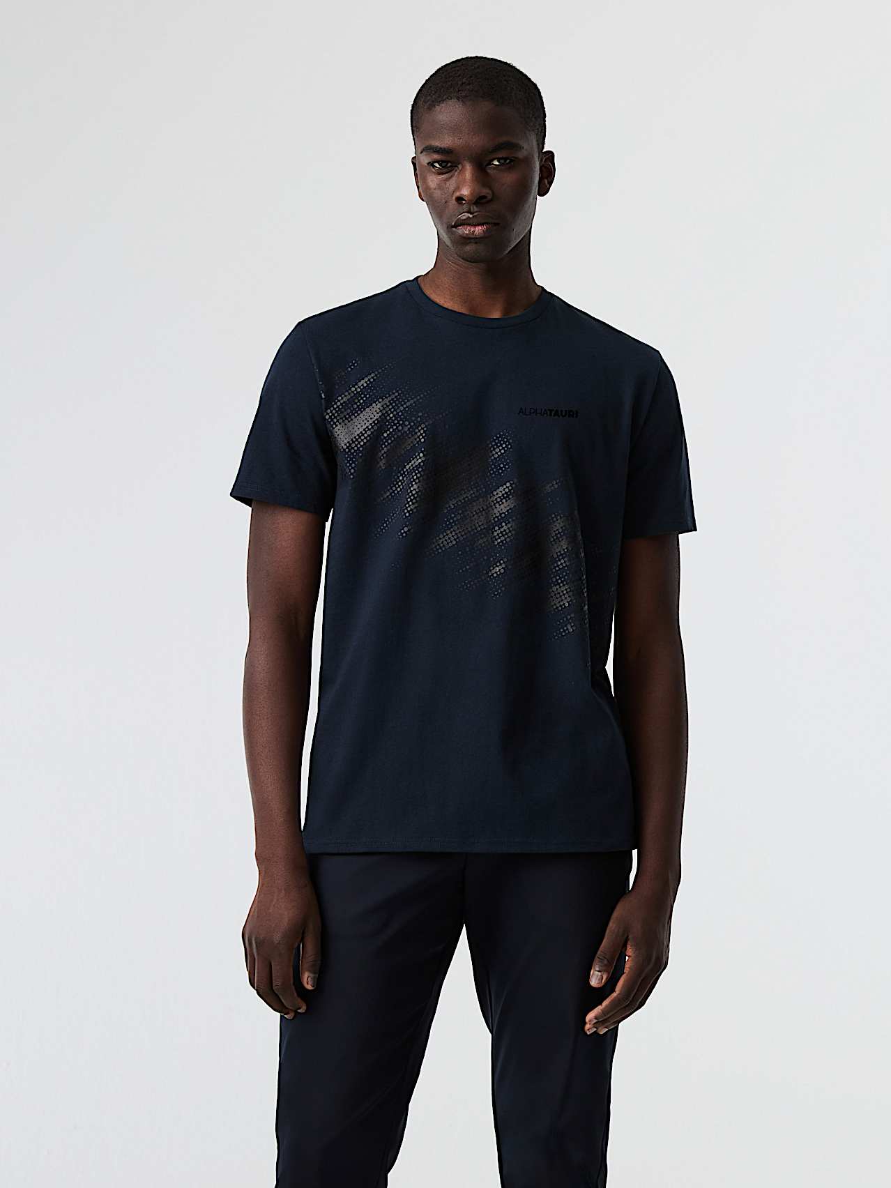 AlphaTauri | JITUR V1.Y8.02 | Camiseta de algodón con estampado in Azul Marino for Hombre
