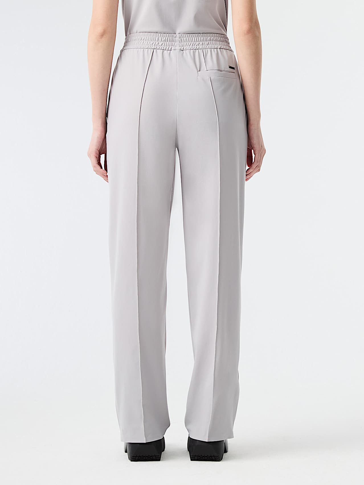 AlphaTauri | PINA V1.Y8.02 | Power Stretch Jersey Wide-Leg Trousers in Light Grey for Women