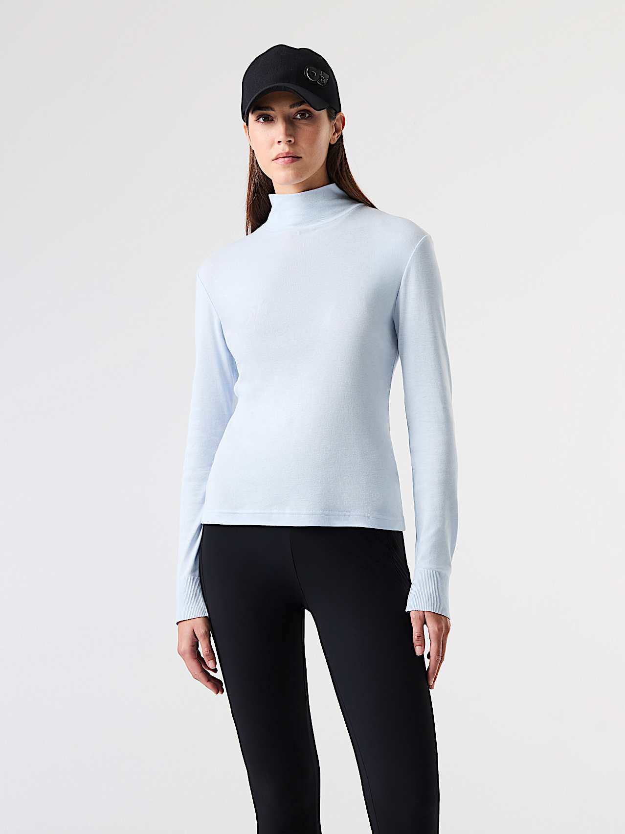 AlphaTauri | SUE V1.Y9.02 | Langarmshirt mit Rollkragen im Slim Fit in Sky Blue für Damen