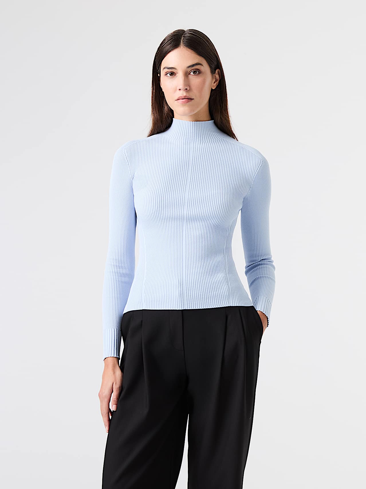 AlphaTauri | FIONA V1.Y9.02 | Sweat-shirt léger en maille 3D à col cheminée in Sky Blue for Femme