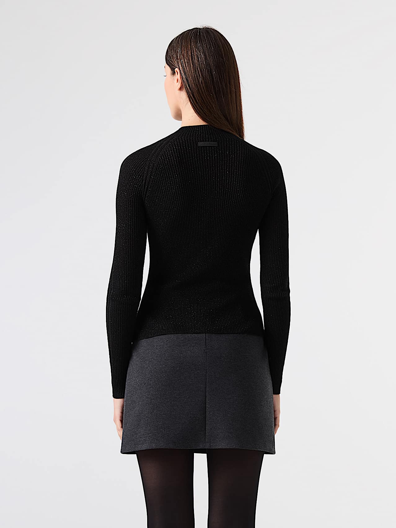 AlphaTauri | FLORA V1.Y9.02 | 3D-Strick Pullover mit Stehkragen und Metallic-Garn in Black für Damen