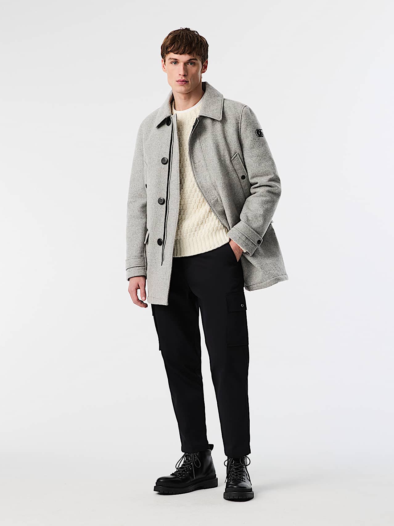 AlphaTauri | ORATA V4.Y9.02 | Veste caban en laine collée in Heather Grey for Homme