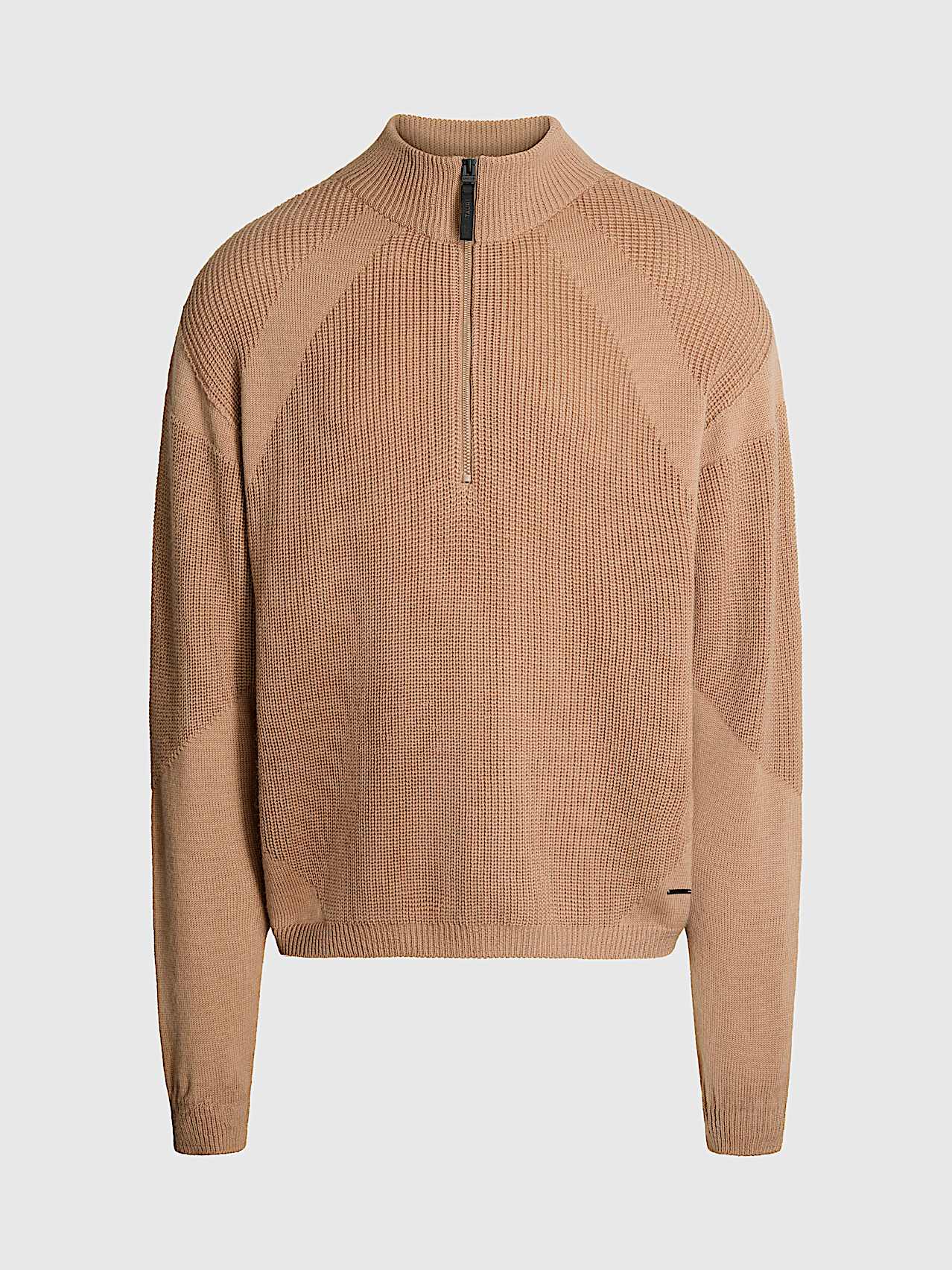 AlphaTauri | FLINT V1.Y9.02 | Sweat-shirt à demi-fermeture zippée sans couture en maille 3D in Camel for Homme