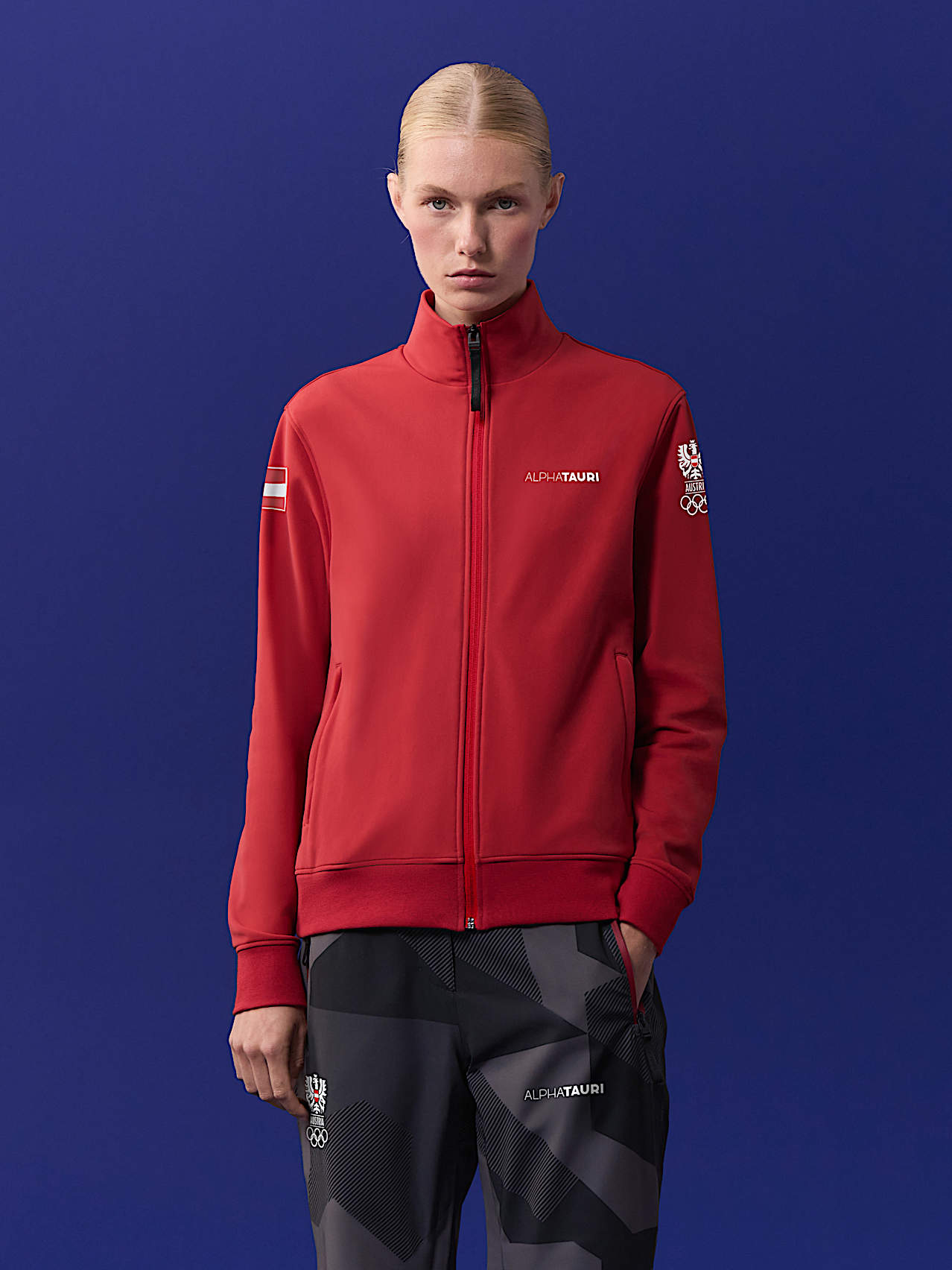 AlphaTauri | Unisex Fleece Jacket | Olympic Team Austria Collection in Red for Unisex
