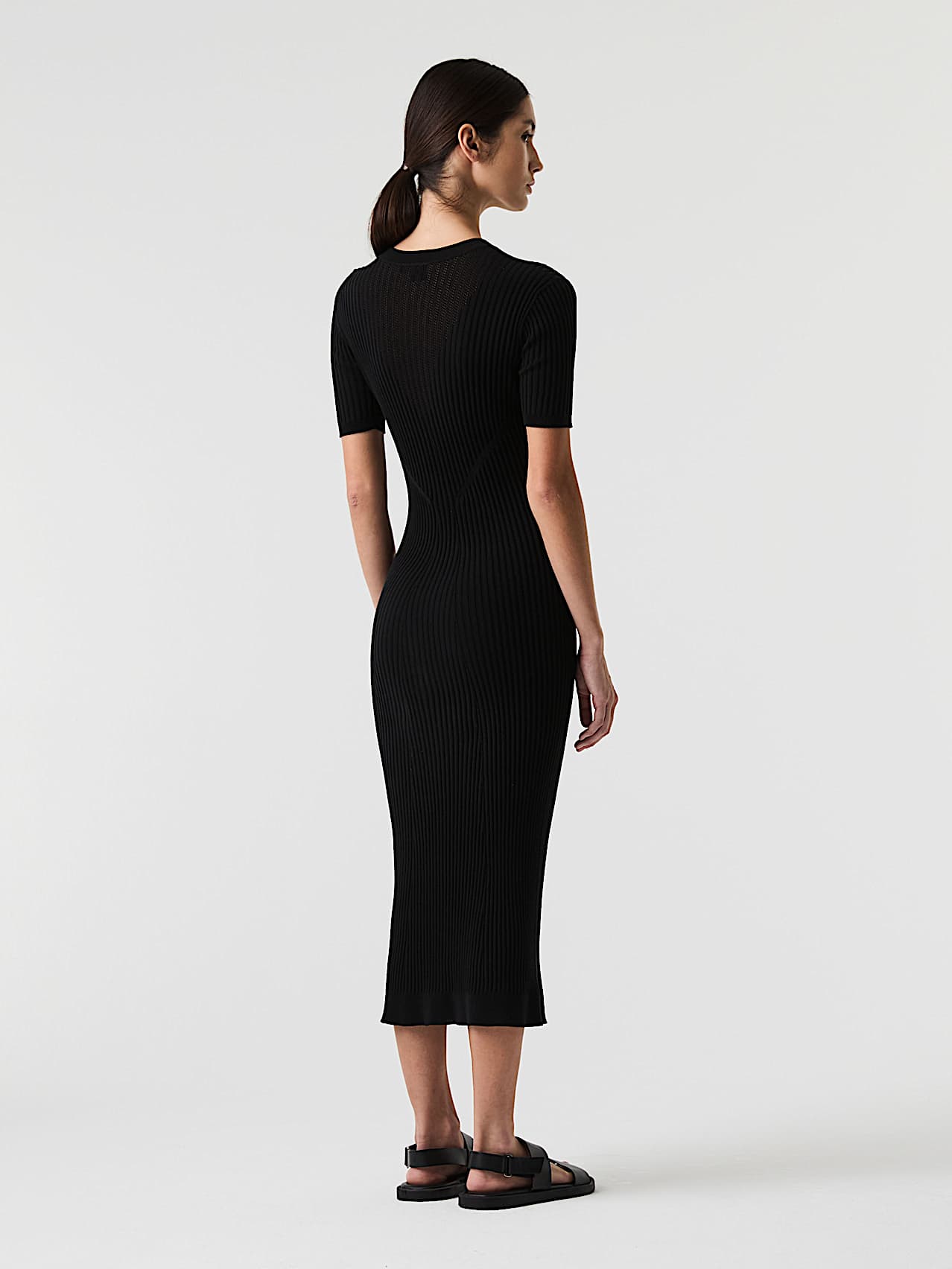 AlphaTauri | FANYO V1.Y9.01 | Vestito in lino e cotone in maglia 3D senza cuciture in Nero for Donna