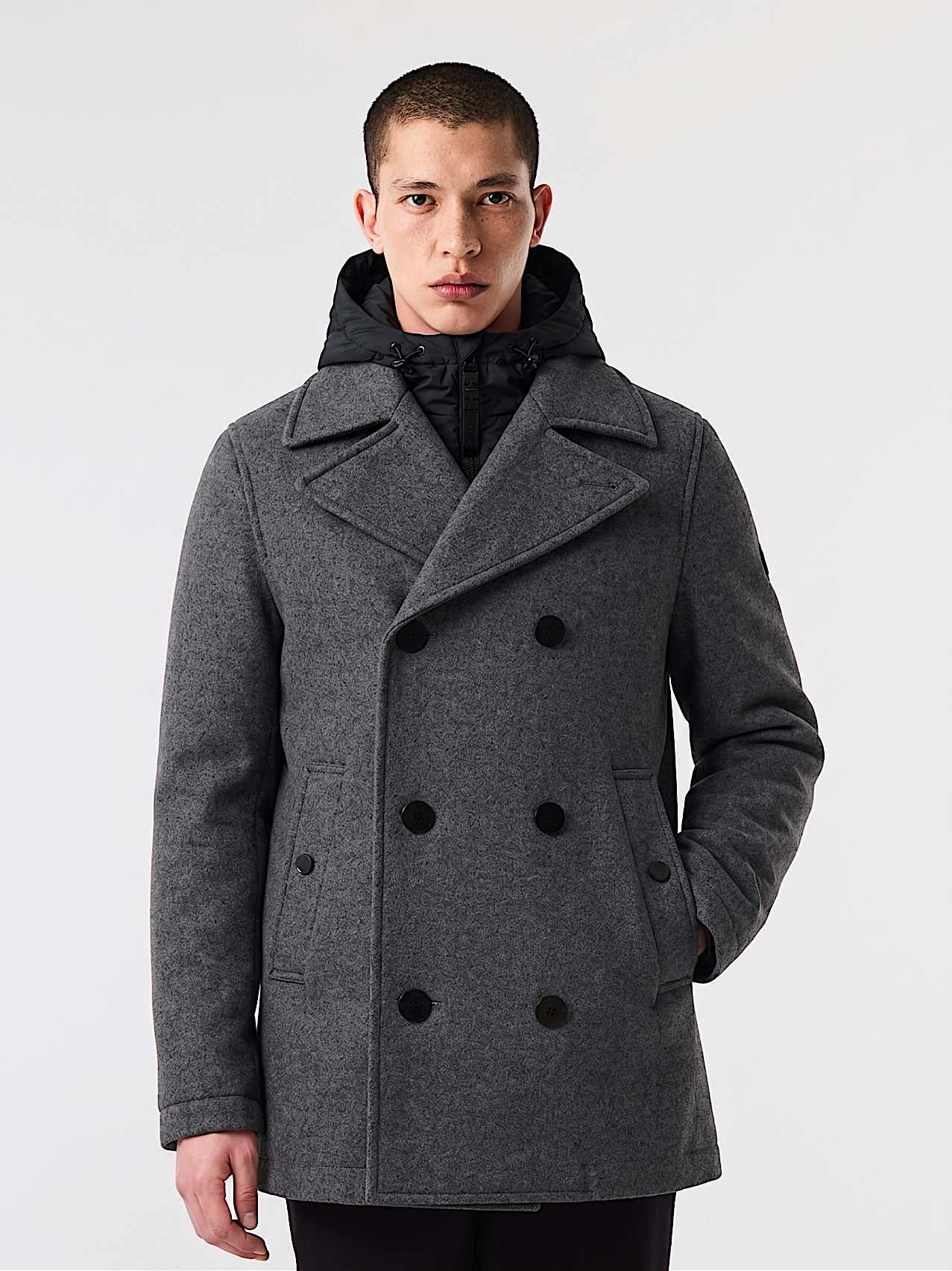 AlphaTauri | ORMOUNT V1.Y10.02 | Technical Wool 2-in-1 Coat in Dark Grey Melange for Men