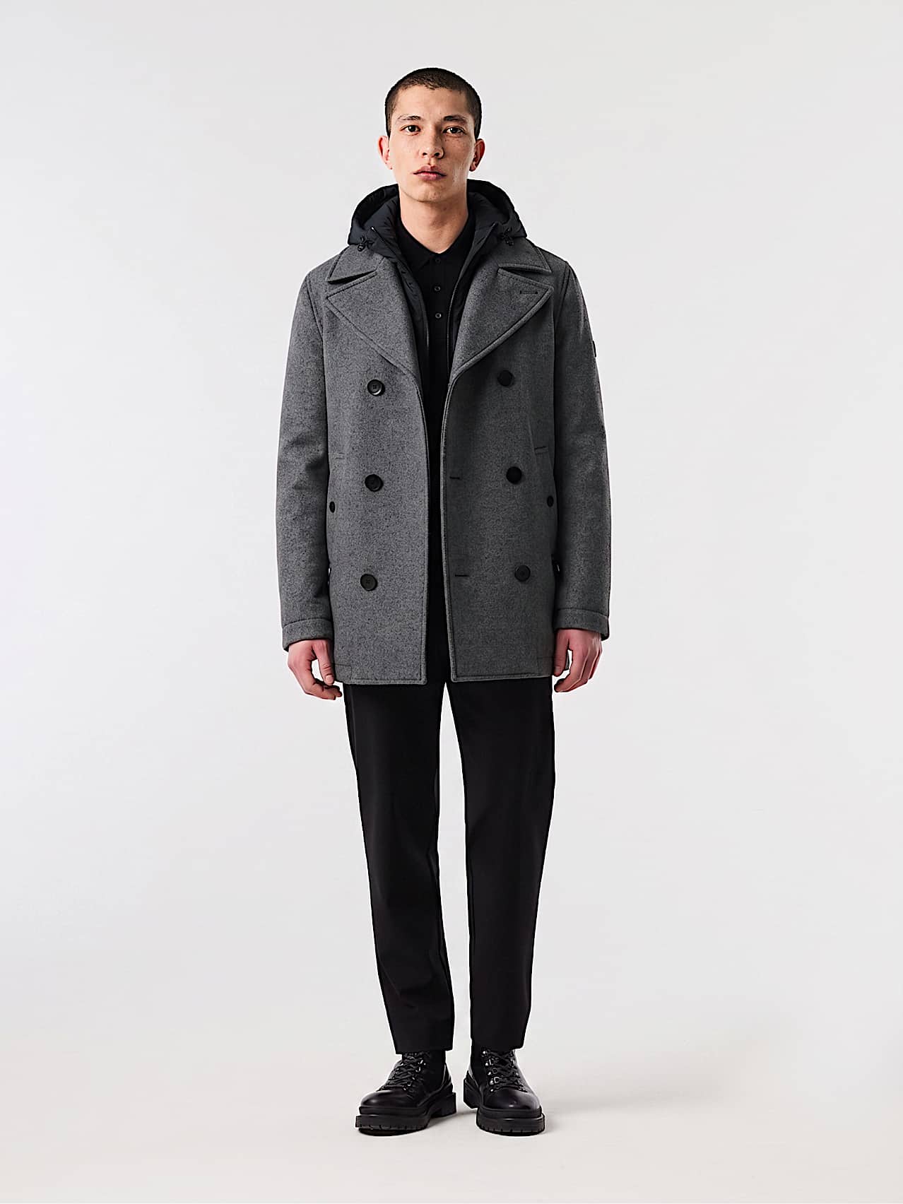 AlphaTauri | ORMOUNT V1.Y10.02 | Technical Wool 2-in-1 Coat in Dark Grey Melange for Men