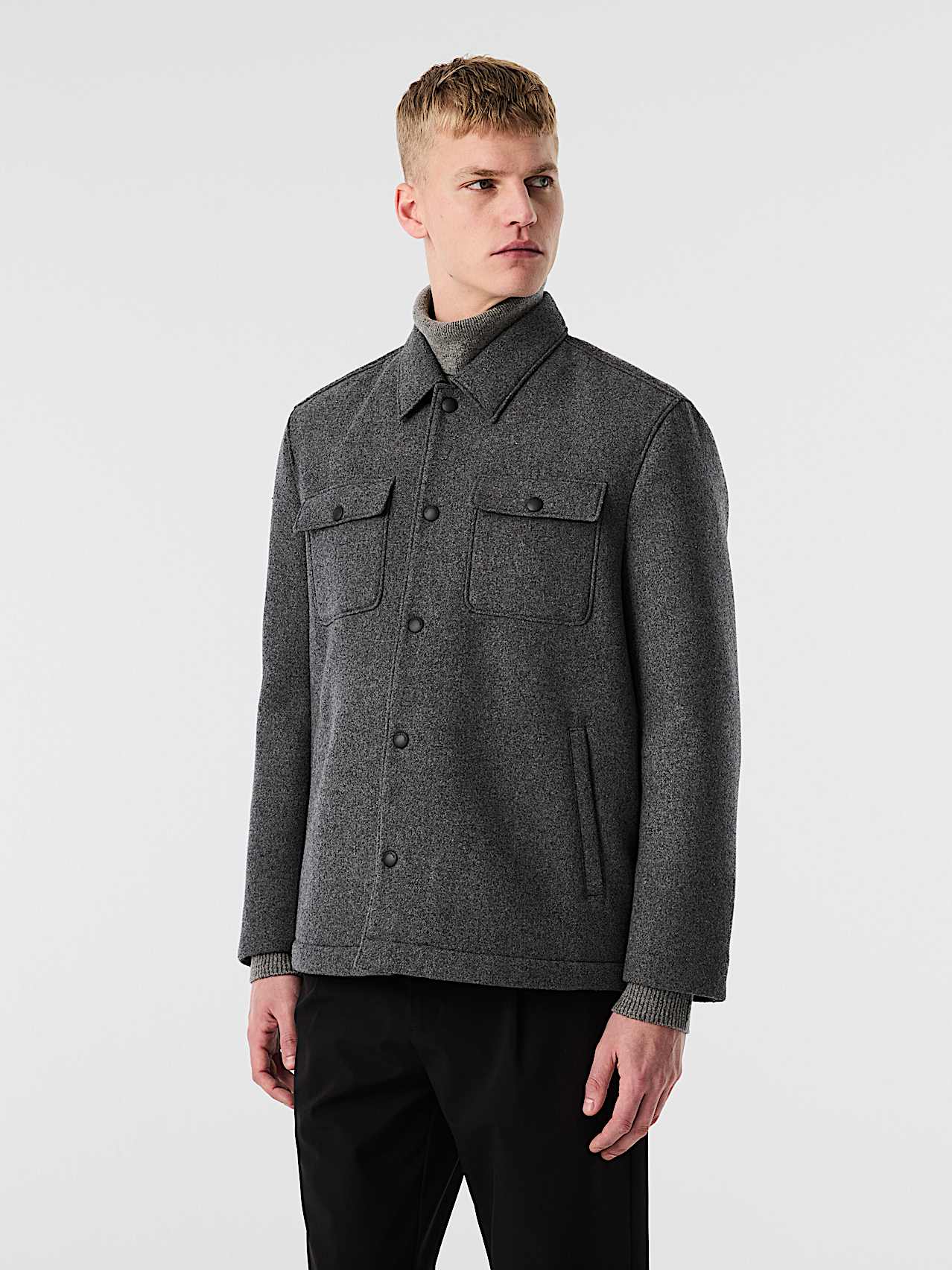 AlphaTauri | ORVILLE V1.Y10.02 | Sobrecamisa de lana técnica in Dark Grey Melange for Hombre