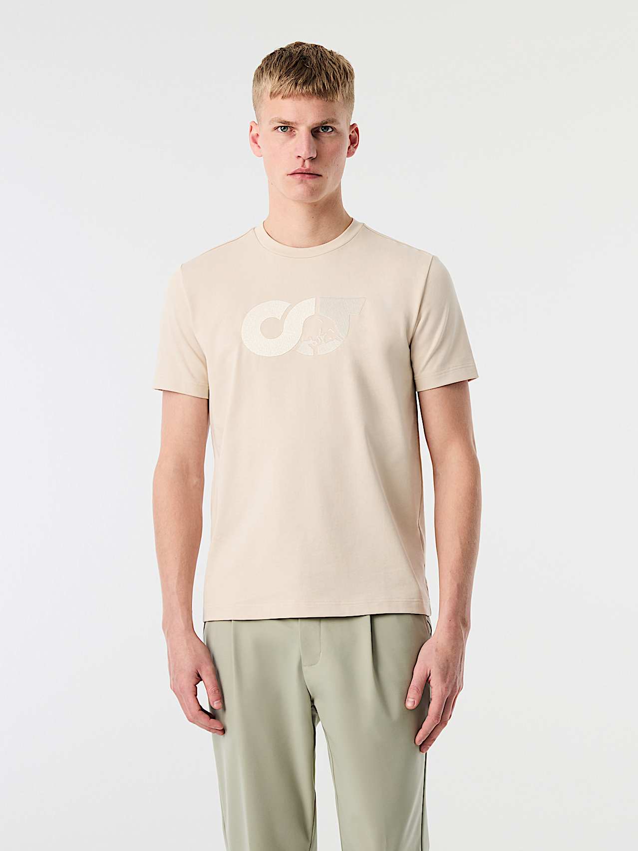 AlphaTauri | JILLE V1.Y10.02 | Organic Cotton T-Shirt with embroidered Logo in Stone for Hombre