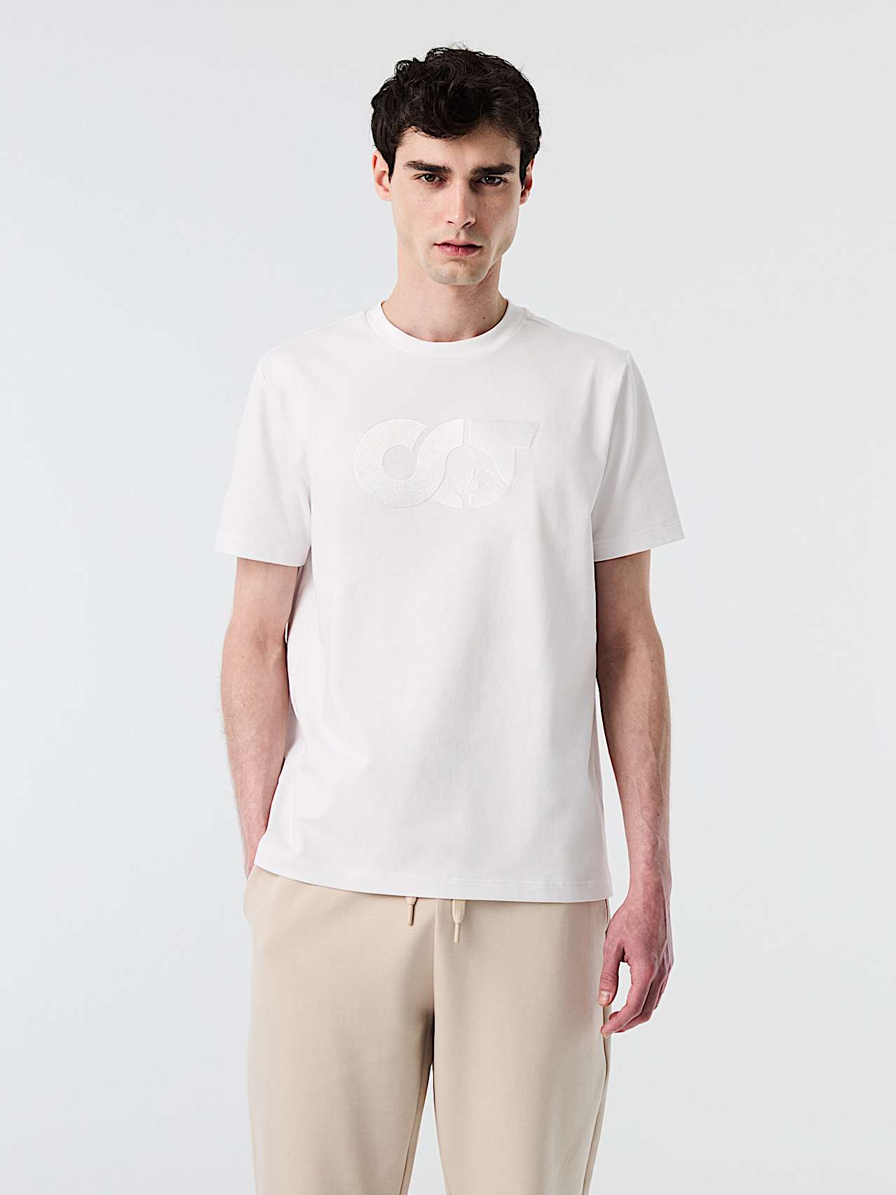 AlphaTauri | JILLE V1.Y10.02 | Camiseta de algodón orgánico con logo bordado in White for Hombre