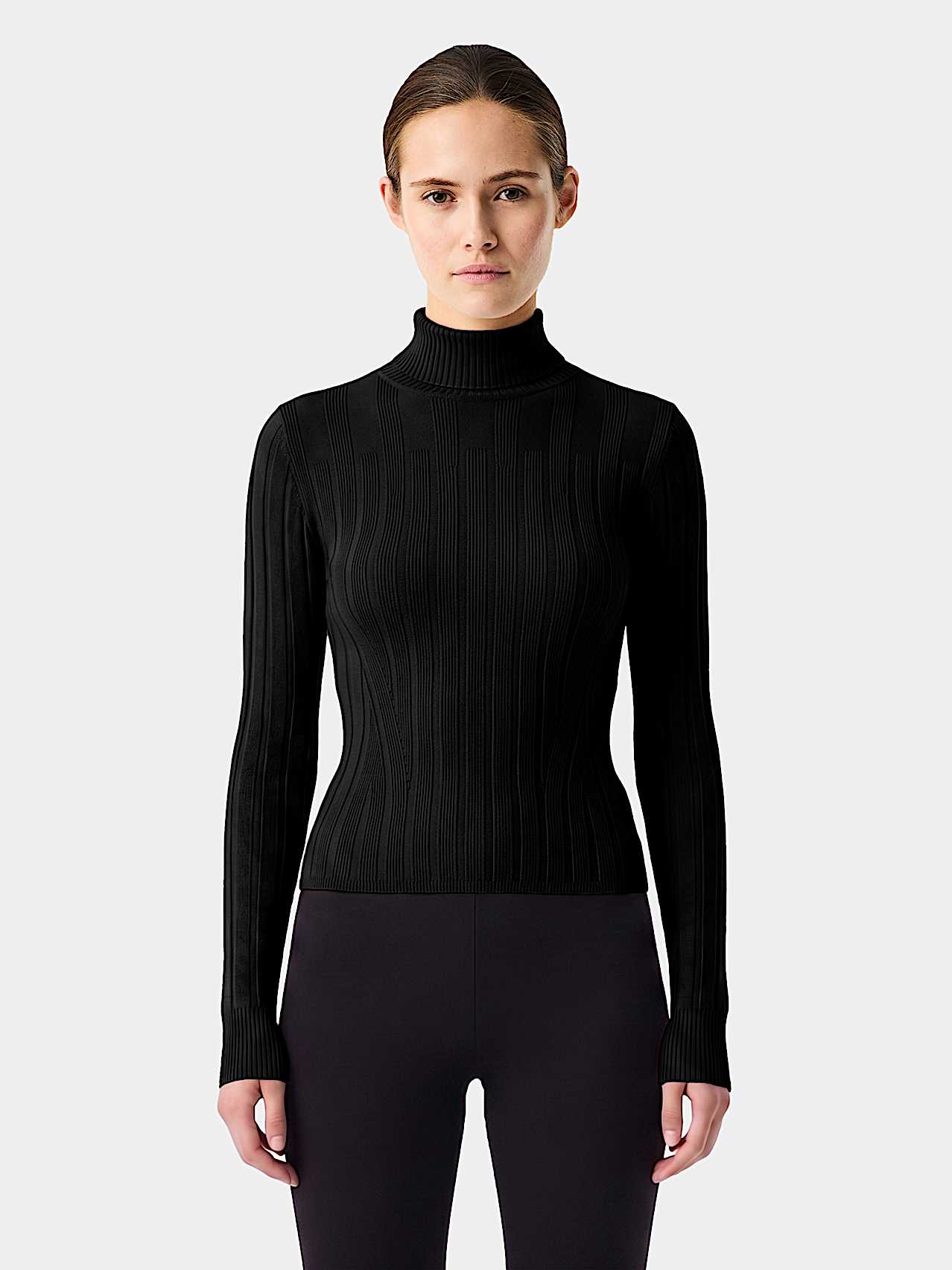 AlphaTauri | FEAPEL V1.Y10.02 | Turtleneck 3D Knit Sweater in Black for Women