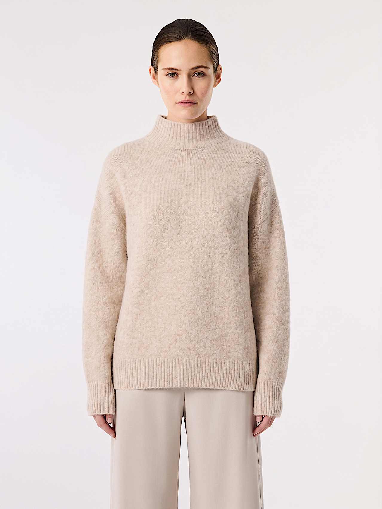 AlphaTauri | FIENA V1.Y10.02 | 3D Knit Turtleneck Sweater in Warm Stone for Women