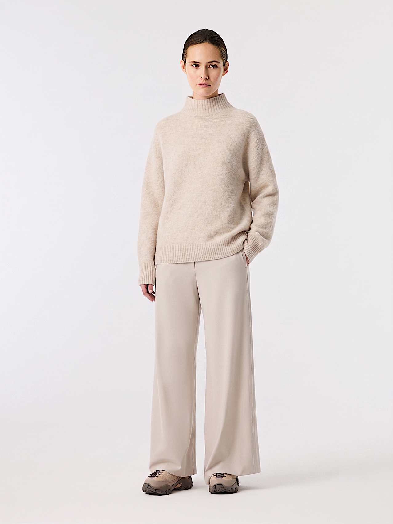 AlphaTauri | FIENA V1.Y10.02 | 3D Knit Turtleneck Sweater in Warm Stone for Women