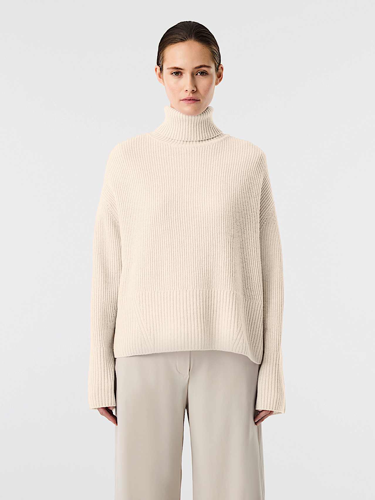 AlphaTauri | FERONA V1.Y10.02 | 3D Knit Turtleneck Sweater in Warm Stone for Women