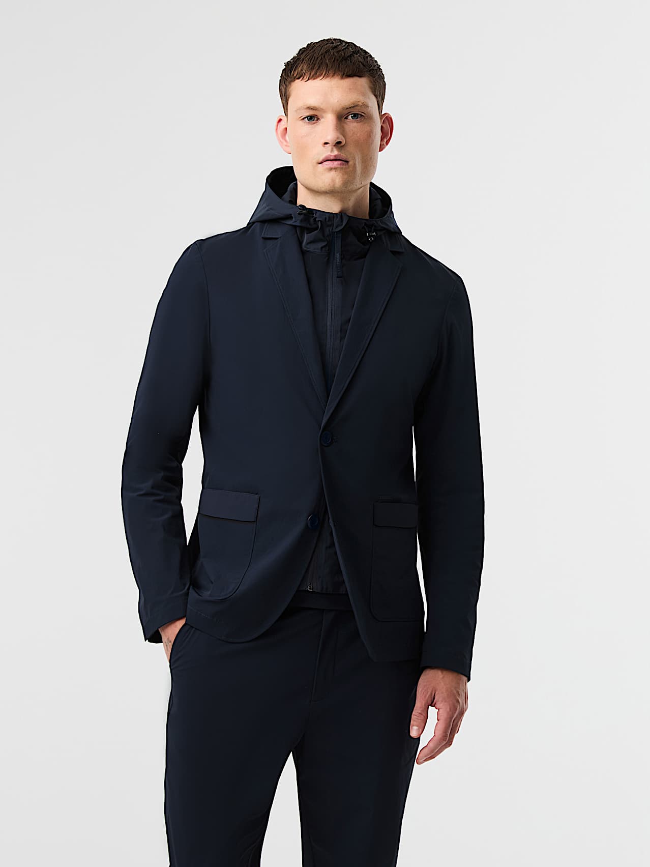 AlphaTauri | OBOSS V8.Y10.01 | Blazer de viaje elástico de alto rendimiento con capa interior extraíble in Dark Navy for Hombre