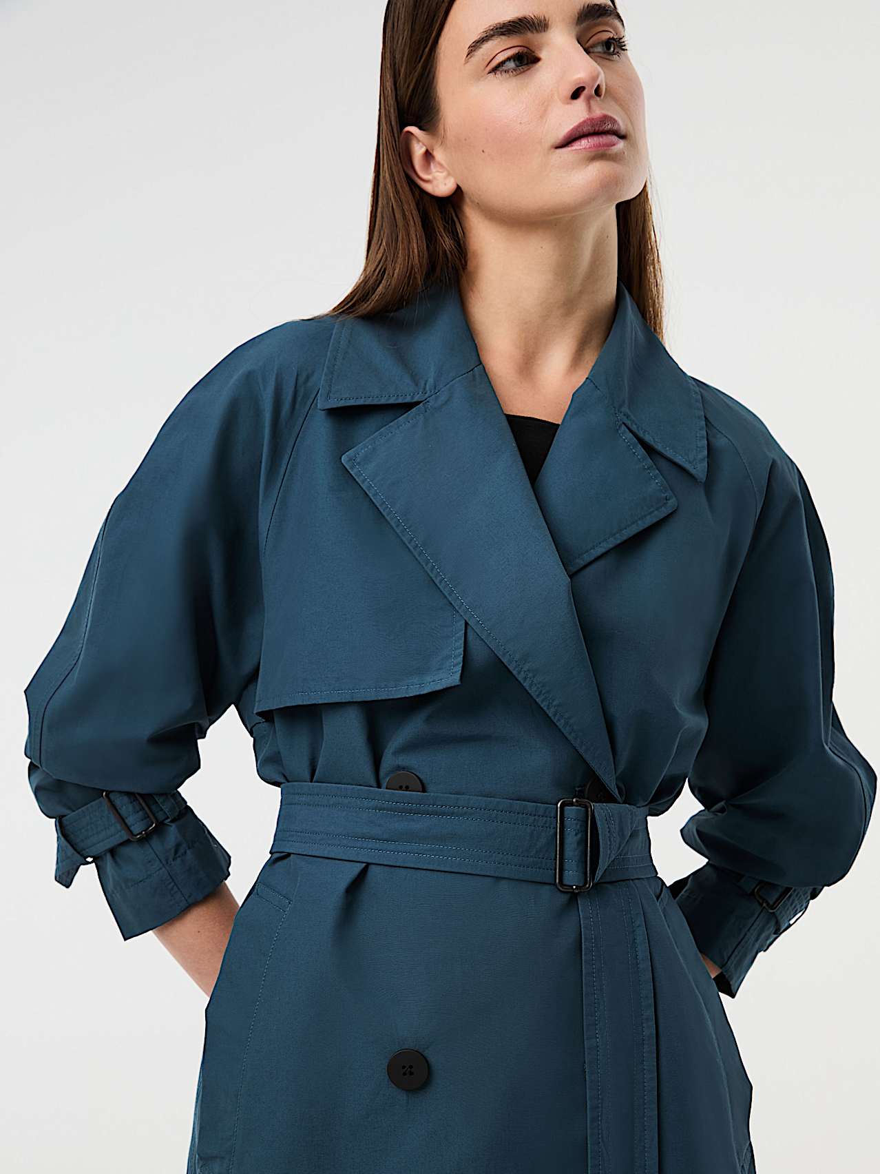 AlphaTauri | OLAV V1.Y10.01 | Trench con abbottonatura doppiopetto e cintura in Teal for Donna